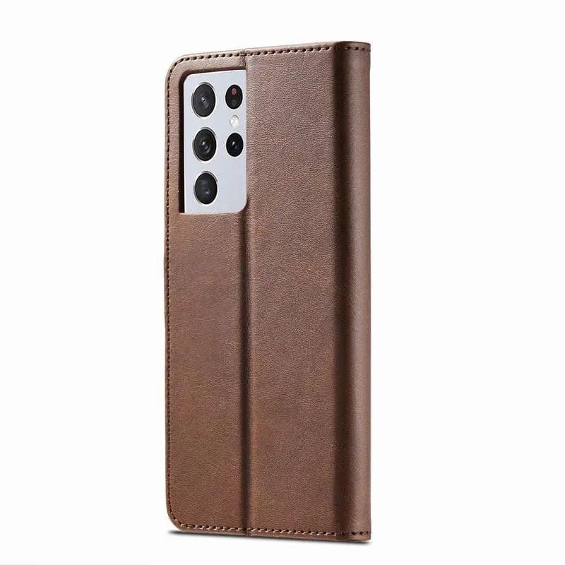 Samsung Galaxy S24 Genuine Leather Wallet Case - Slim Protective Cover with Card Slots for Daily Use & Travel