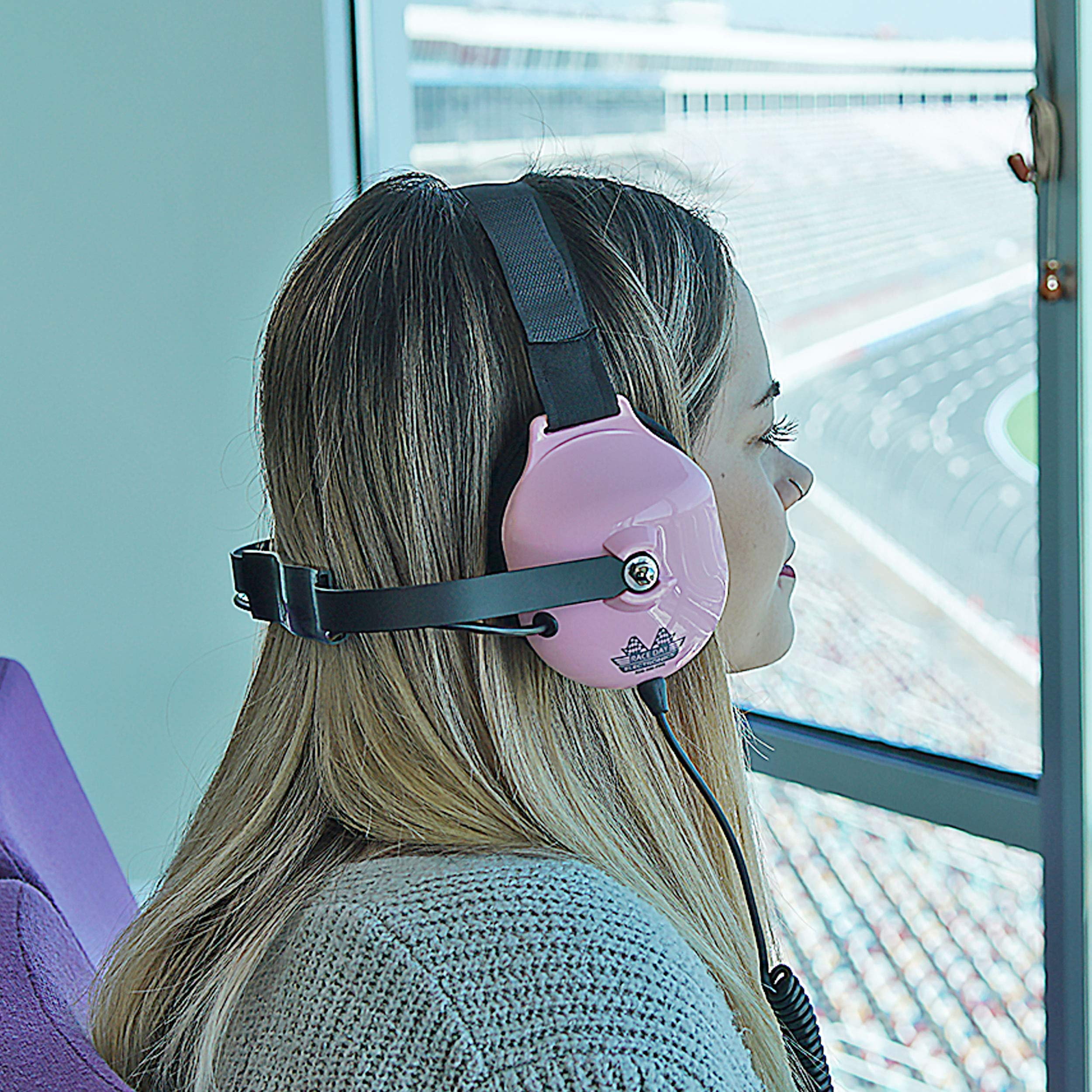 Noise-Reducing Race Scanner Headphones - Pink Wireless Earbuds for Motorsports, Aviation & Police Communications - RDE-058-PINK - Perfect for Racing Enthusiasts, Pilots & First Responders
