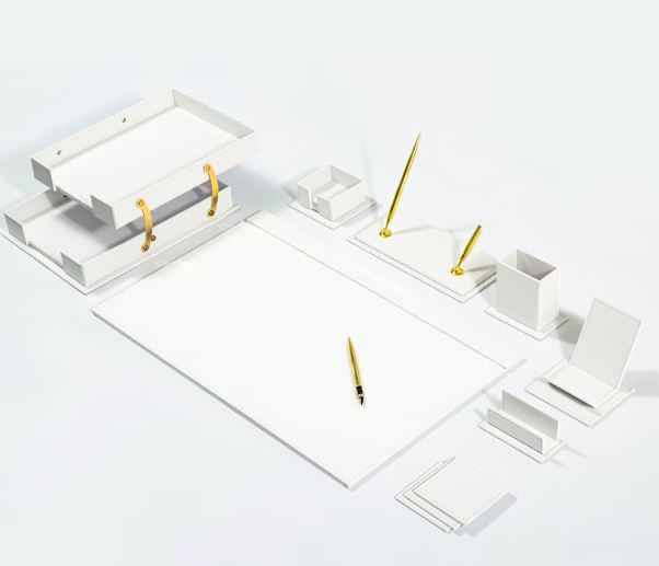 MOOG Classic White Desk Organizer Set - 12 Piece Office Supplies for Home & Office Organization | Perfect for Desk Accessories, Stationery Storage & Workspace Decluttering