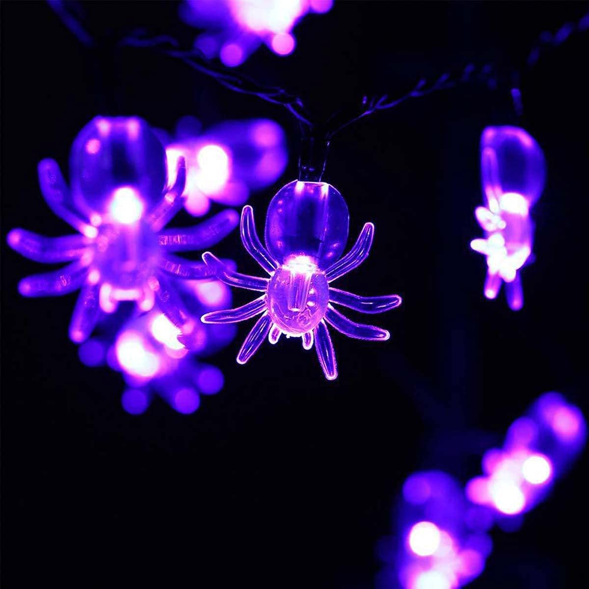 HYDL Halloween Lights Outdoor - 20 LED Purple Spider Fairy String Lights, Battery Powered Halloween Decorations for Yard, Party & Indoor Decor | Spooky Ambiance Lighting