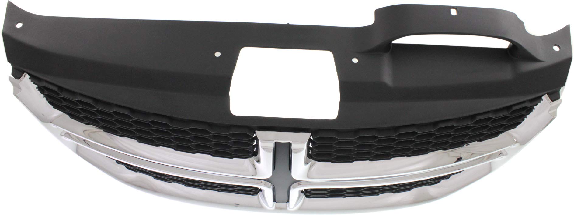 Textured Black Shell Grille with Chrome Molding for Dodge Journey 2011-2020 | Fog Light Delete | Replacement Grille for 2012-2019 Models | Upgrade Your Car's Front Styling
