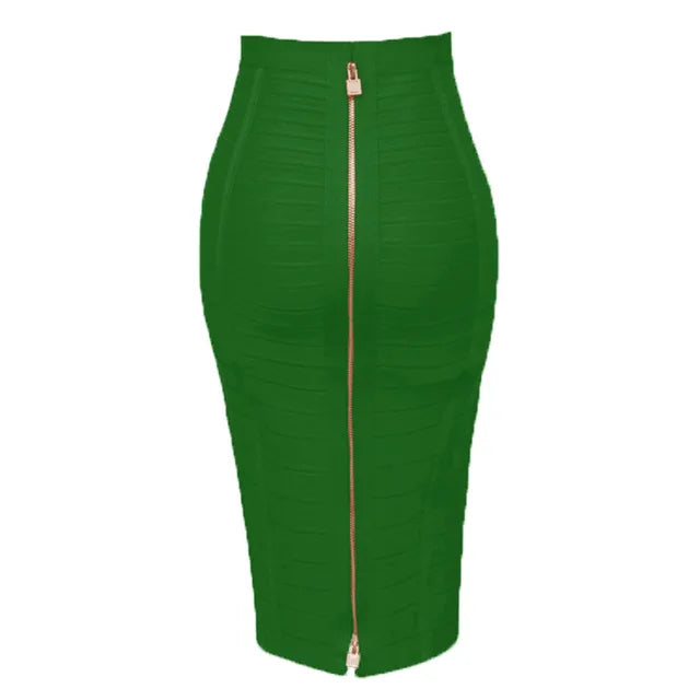 Stylish Black Red Blue Orange Zipper Bodycon Rayon Bandage Skirt for Women | Sexy Pencil Skirt for Day, Night, Party & Club Outfits | Perfect for Date Nights, Clubbing & Special Occasions