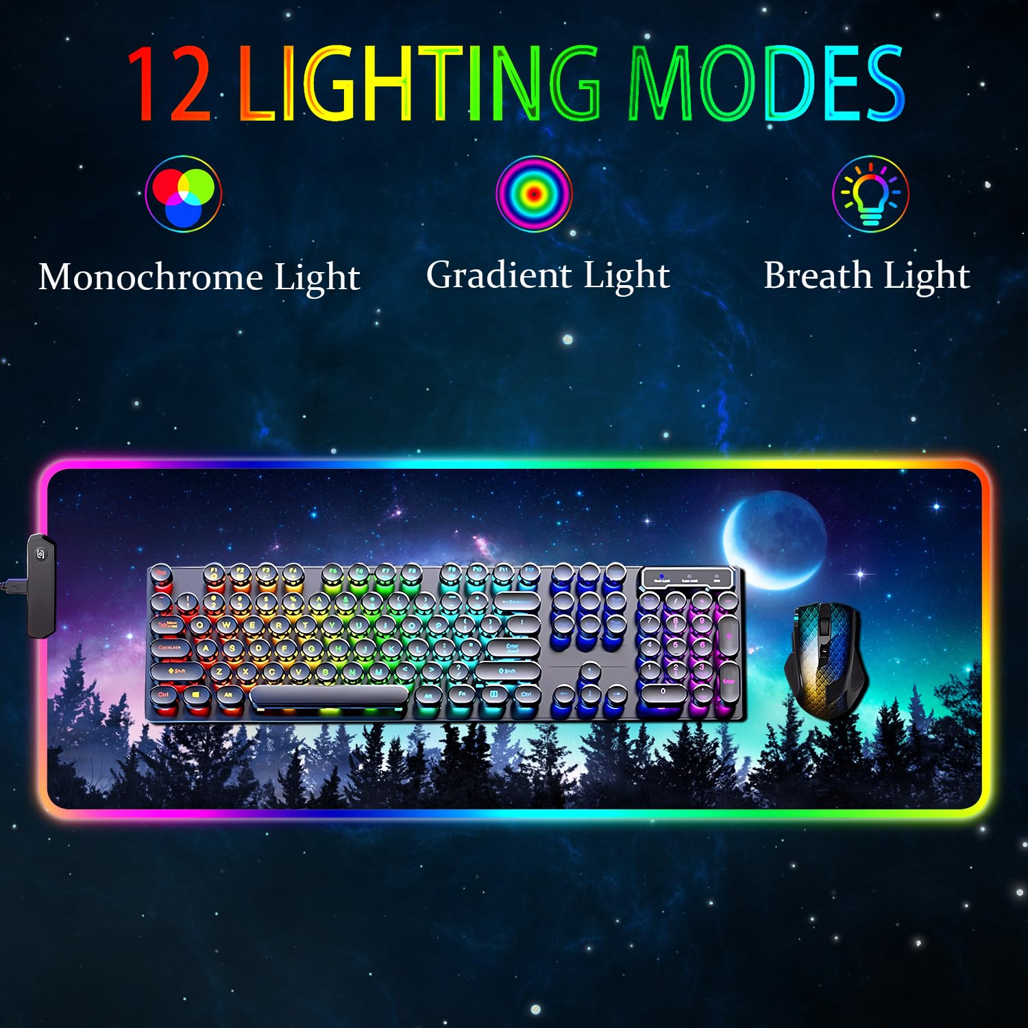 RGB Gaming Mouse Pad with LED Lights - Large 31.5