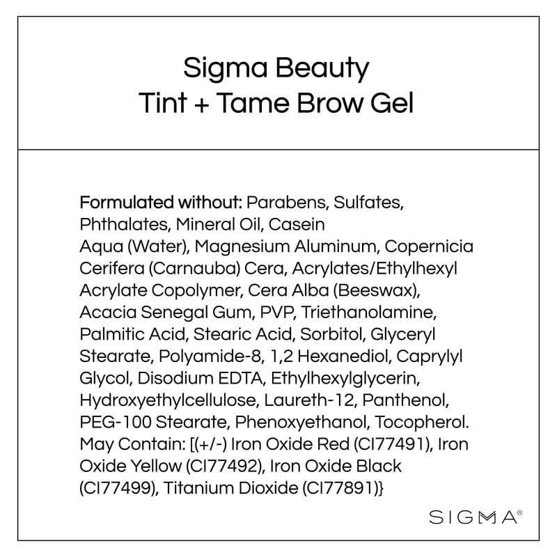 Sigma Beauty Tint + Tame Dark Brow Gel - Professional Waterproof Eyebrow Tint & Shaping Gel for Filling, Grooming & Defining Brows - Natural Feathery Look - Dark Brown for Dark Hair - Perfect for Everyday Makeup & Professional Brow Styling