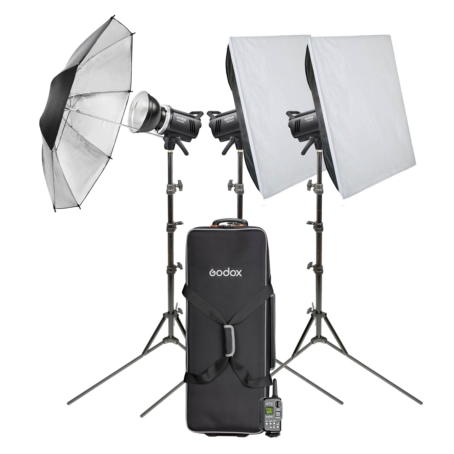 Godox MS200V 3-Head Studio Lighting Kit for Professional Photography - Perfect for Portrait, Product, and Fashion Shoots