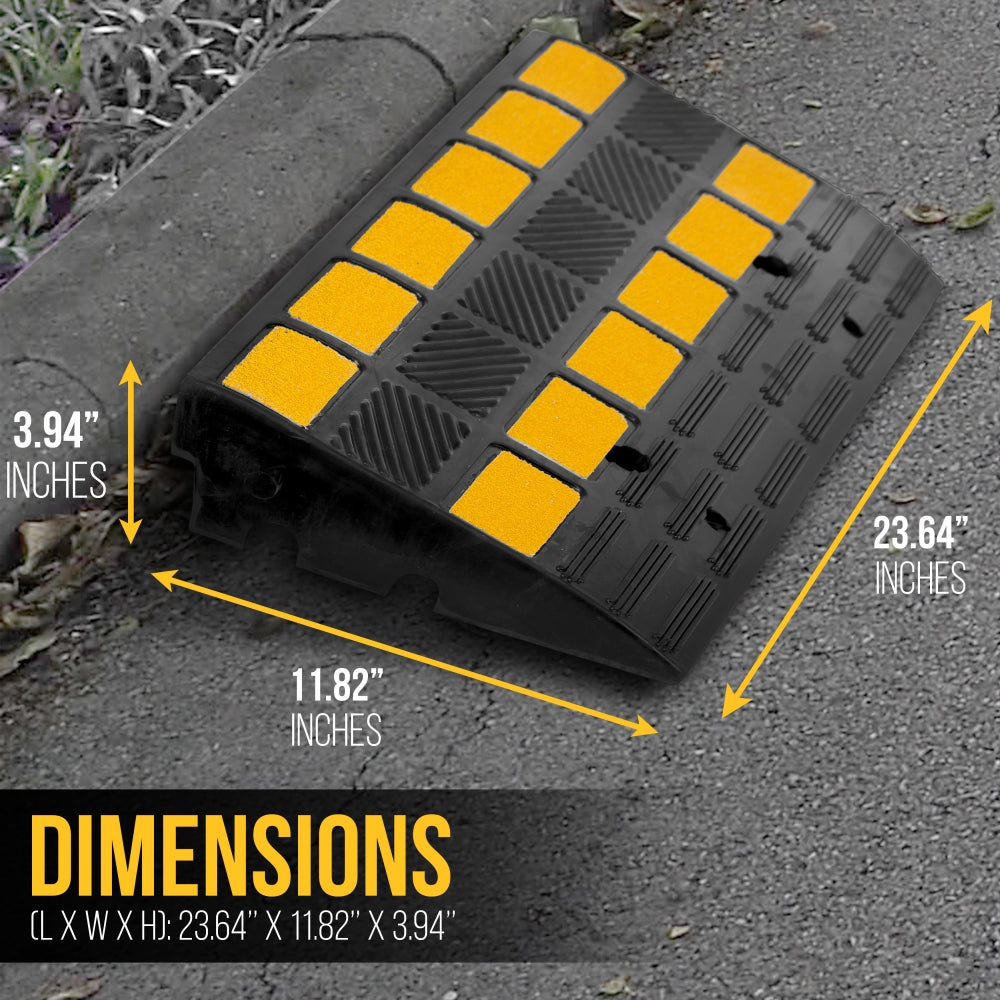 Heavy Duty Car & Truck Curb Ramps - 2 Pack Rubber Threshold Ramps for Wheelchair, Scooter & Motorcycle - Driveway & Garage Access Solution