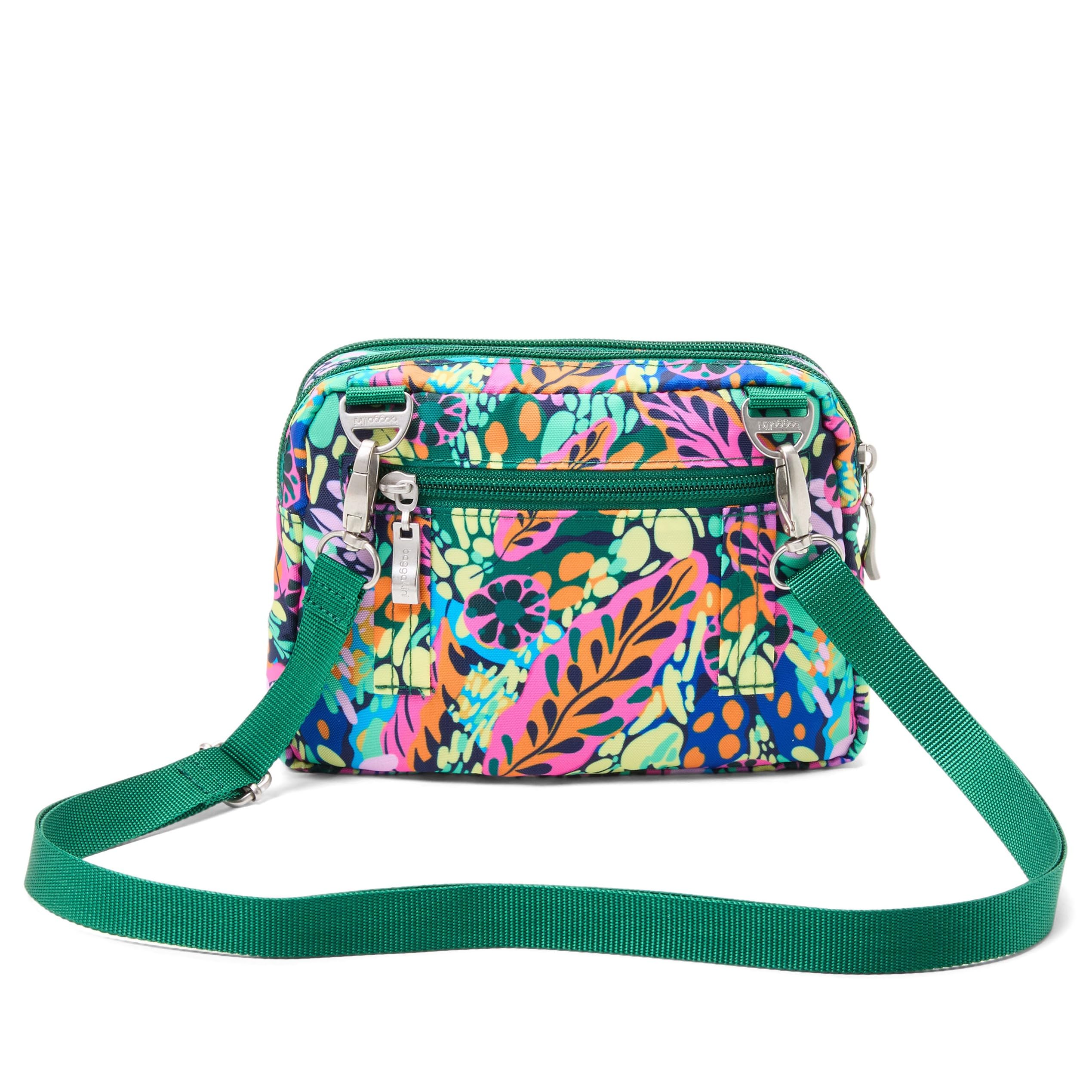 Baggallini Triple Zip Small Crossbody Bag for Women - 8x6 inch Lightweight Water-resistant Convertible Fanny Pack Belt Bag - Perfect for Travel, Shopping & Everyday Use