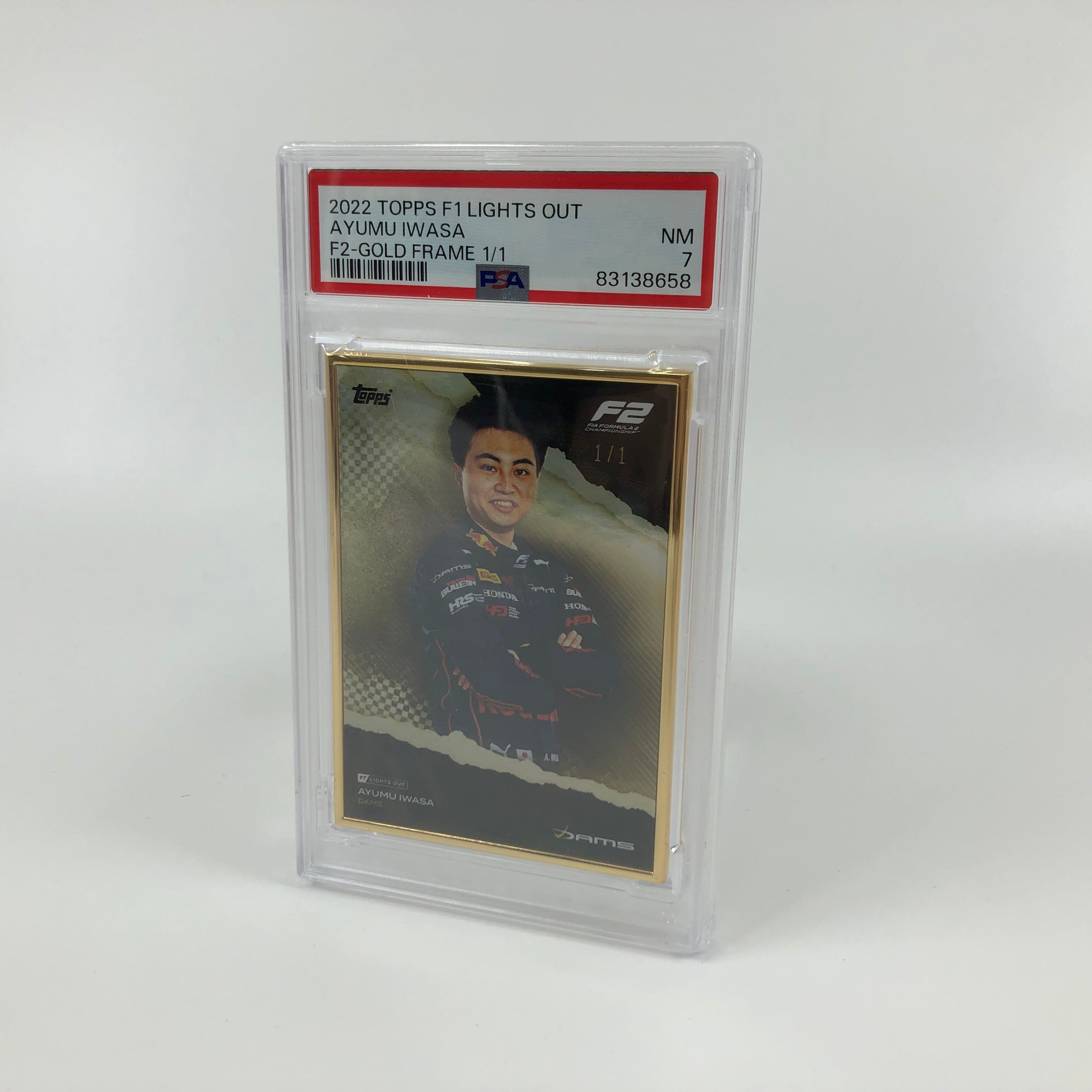 Ayumu Iwasa 2022 F2 Driver Gold Frame Collectible Card - PSA 7 Graded - Perfect for Racing Memorabilia Collections & Sports Card Displays