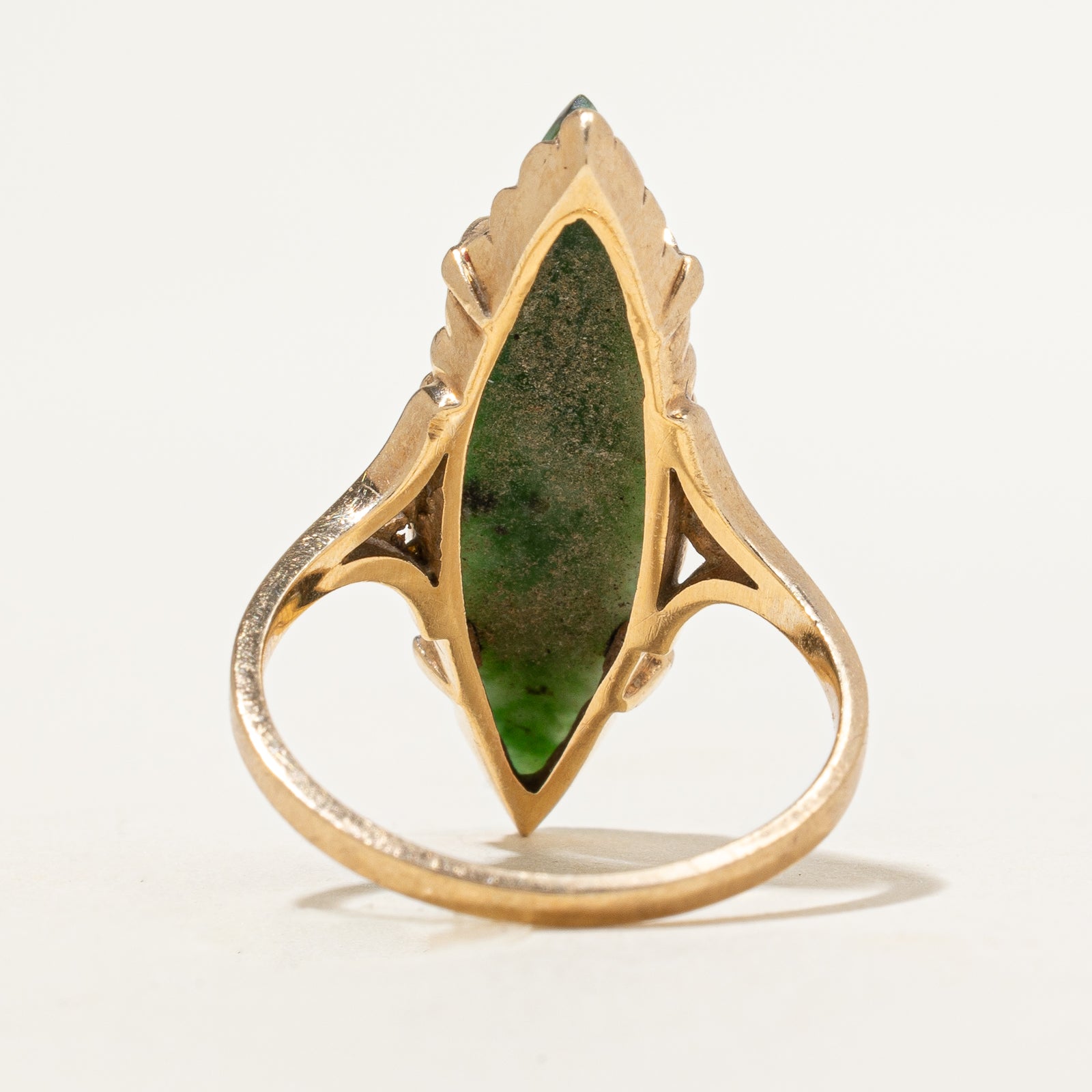 4.50ct Natural Nephrite Jade Navette Ring - Size 6.5 - Handcrafted Gemstone Jewelry for Women - Perfect for Weddings, Parties & Special Occasions