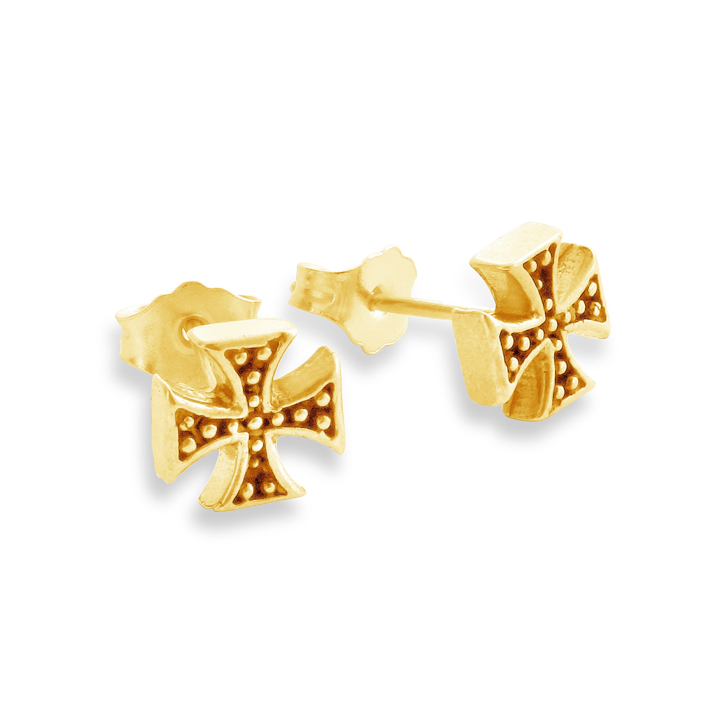 Azaggi Stud Independent Cross Stud Earrings - 925 Sterling Silver Gold Plated Hypoallergenic Earrings for Women | Perfect Holiday, Birthday, Anniversary Jewelry Gift | Ideal for Church, Parties, Date Nights