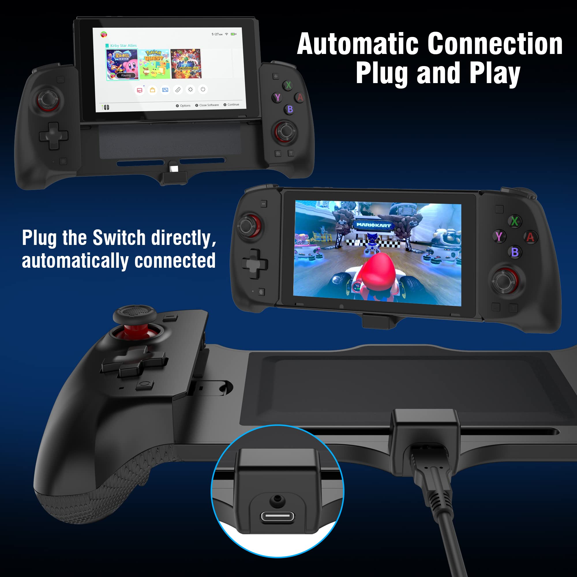 Original Title: Switch Controller for Switch/OLED Controller One-Piece Joypad with Adjustable TURBO Ergonomic Full Size Handheld Mode Grip with Dual Vibration 6-Axis Motion Control/USB   Optimized Title: **Nintendo Switch & OLED Pro Controller - Adjustable Turbo, Ergonomic Grip, Dual Vibration & 6-Axis Motion Control - USB Gaming Joypad for Handheld & TV Mode (Perfect for Mario Kart, Smash Bros & Multiplayer Gaming)**