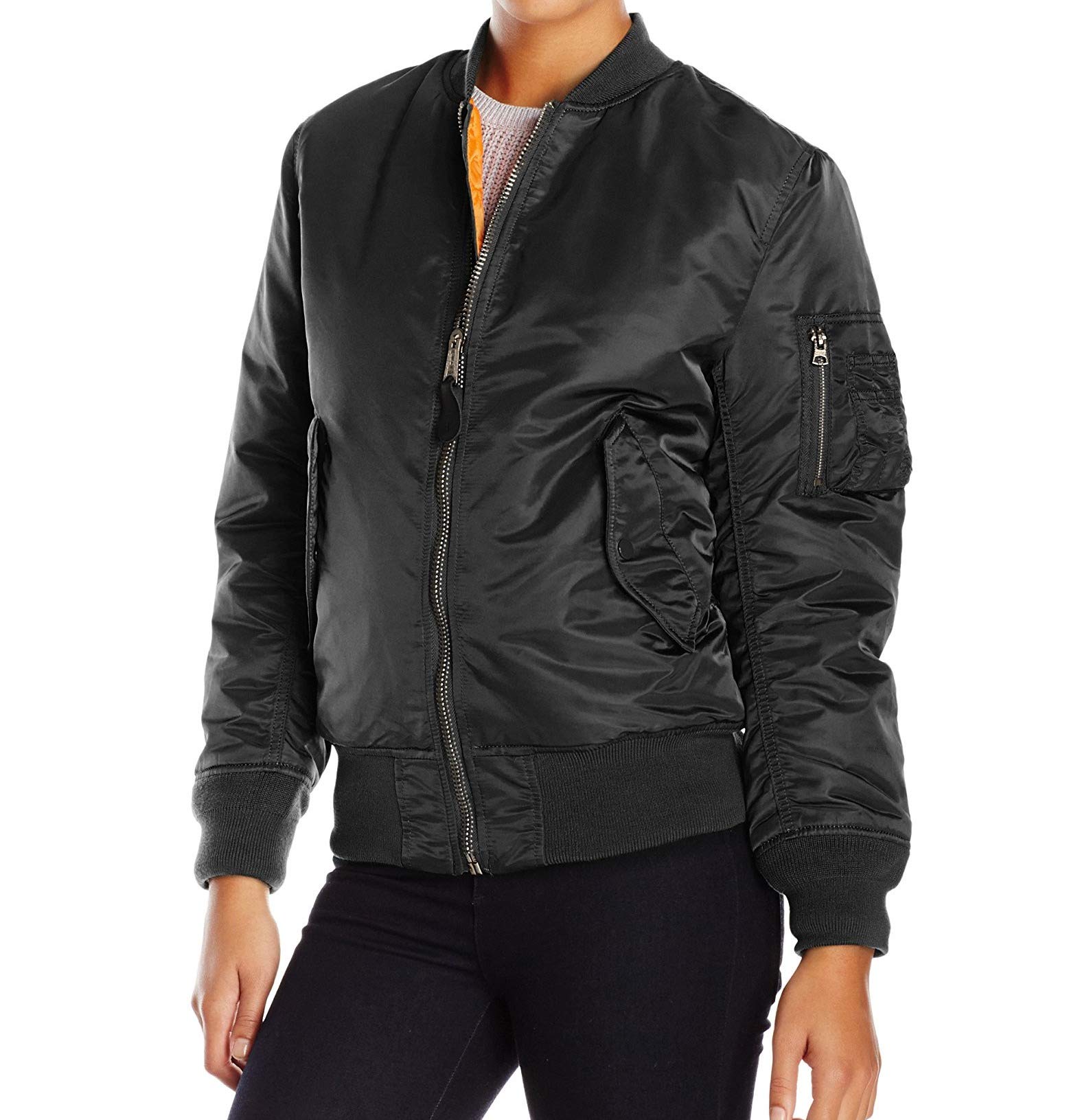 Alpha Industries Women's MA-1 Flight Jacket - Classic Bomber Style, Lightweight & Water-Resistant - Perfect for Casual Wear, Travel & Outdoor Adventures