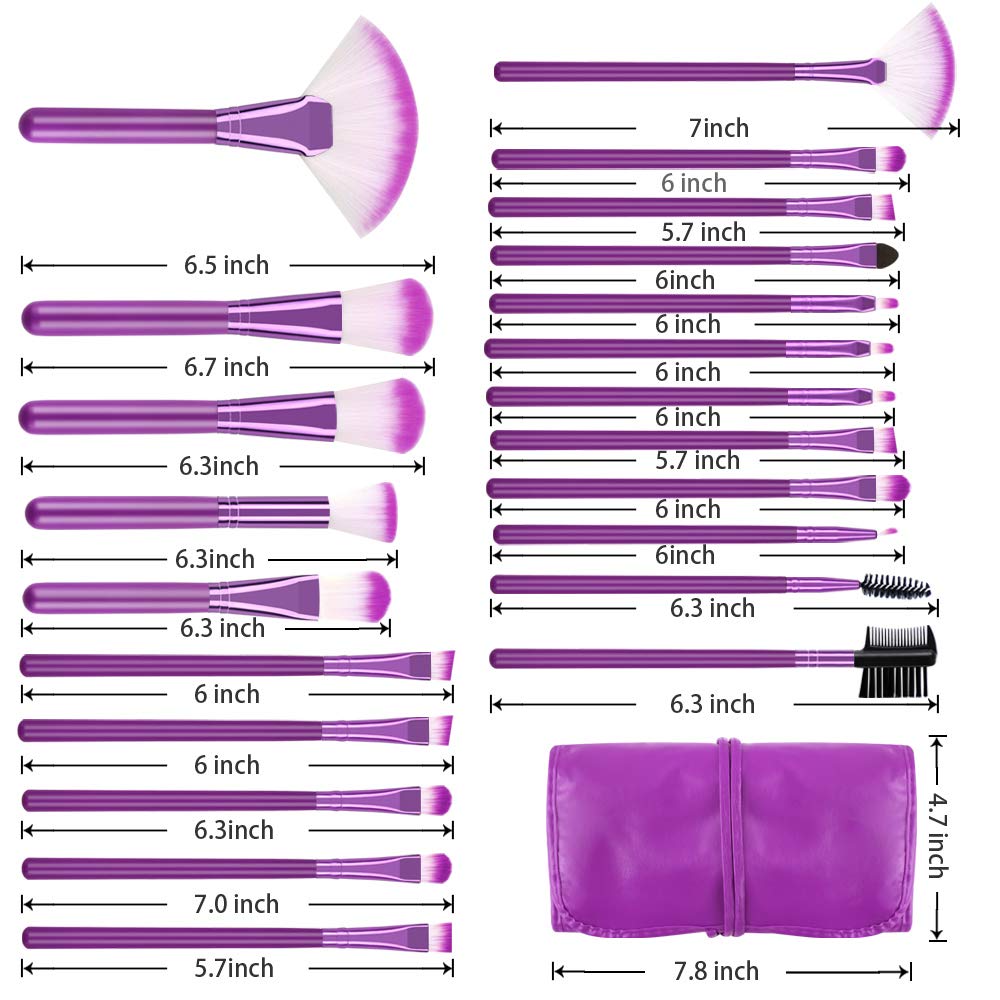 Premium Urban SS Makeup Brush Set - 12-Piece Purple Cosmetic Brushes for Foundation, Powder, Cream & Eyeshadow Blending | Essential Beauty Tools for Professional & Everyday Makeup Application