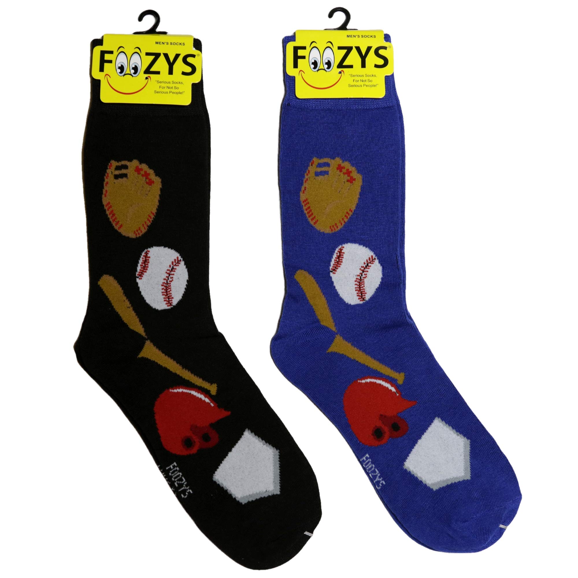 Foozys Men's Baseball Sports Crew Socks - 2 Pairs Pack | Comfortable Athletic Socks for Baseball, Basketball & Casual Wear | Perfect Gift for Sports Fans & Athletes