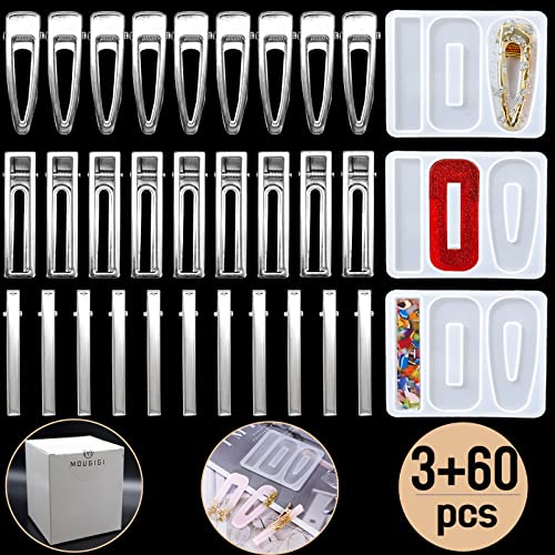 60PCS silver hair clip + 3PCS mold