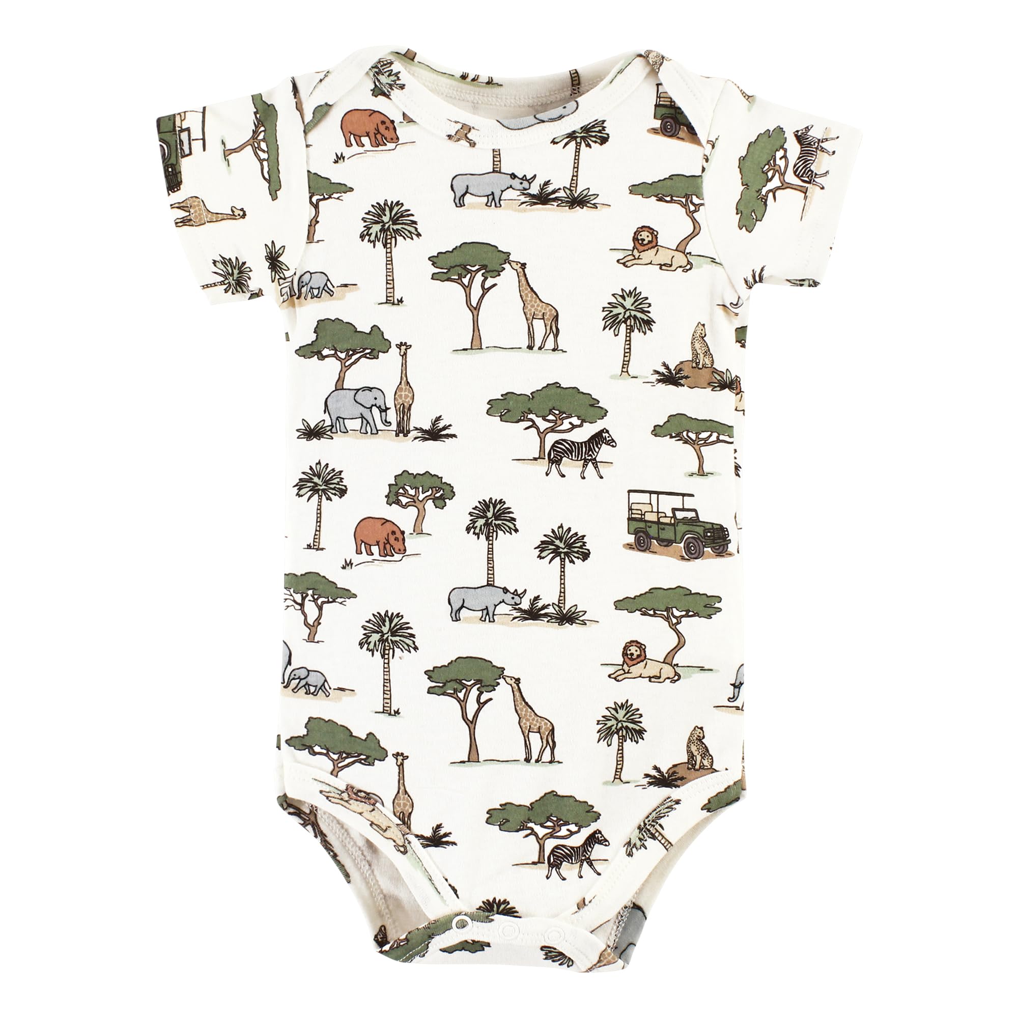 Hudson Baby Unisex Cotton Bodysuits - Going On Safari 3-Pack (0-3 Months) | Soft & Comfortable Onesies for Newborns | Perfect for Everyday Wear, Playtime & Photo Shoots