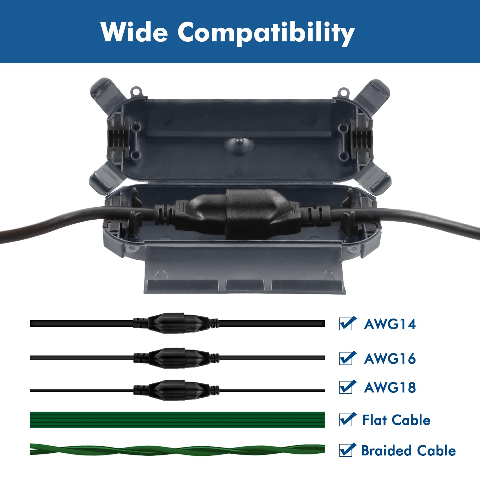 4 Pack Small Outdoor Extension Cord Cover - IP44 Waterproof Electrical Box & Safety Housing Case for Outdoor Plugs, Holiday Lights & Power Connections - Weatherproof Protection for Patio, Garden & Christmas Decorations (Gray)