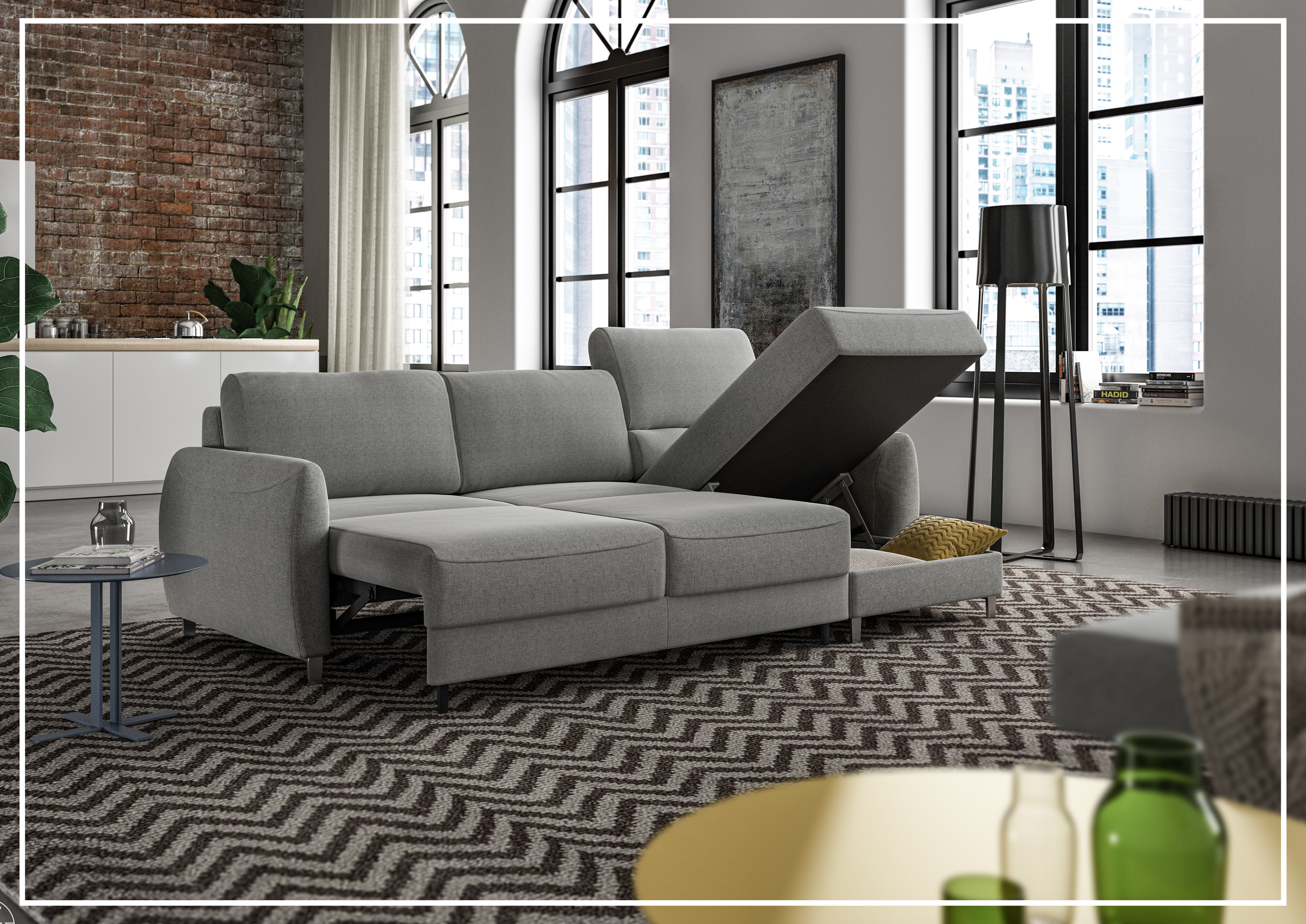 Luonto Delta 3-Seater Fabric Full XL Sectional Sofa Sleeper with Reversible Chaise - Modern Living Room Furniture for Small Spaces, Comfortable Sleeper Sofa for Guests, Perfect for Apartments and Cozy Homes