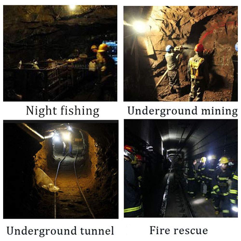 Rechargeable 7 LED Mining Cap Lamp - Waterproof Explosion Proof Hard Hat Light for Coal Miners, Outdoor Work & Professional Use - Ideal for Construction, Camping, Emergency & Night Activities (Red)
