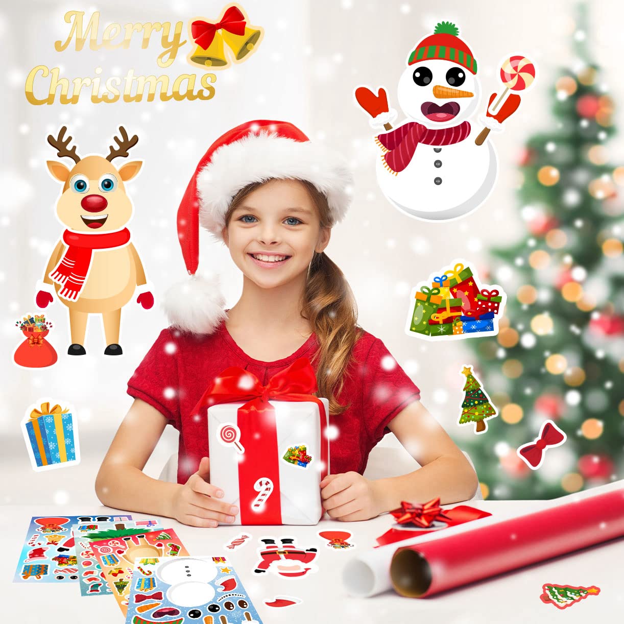 32 Sheets Christmas Stickers for Kids - DIY Holiday Sticker Craft Kit - Fun Christmas Party Favors & Classroom Activities - Perfect for Scrapbooking, Gift Wrapping & Holiday Decorations