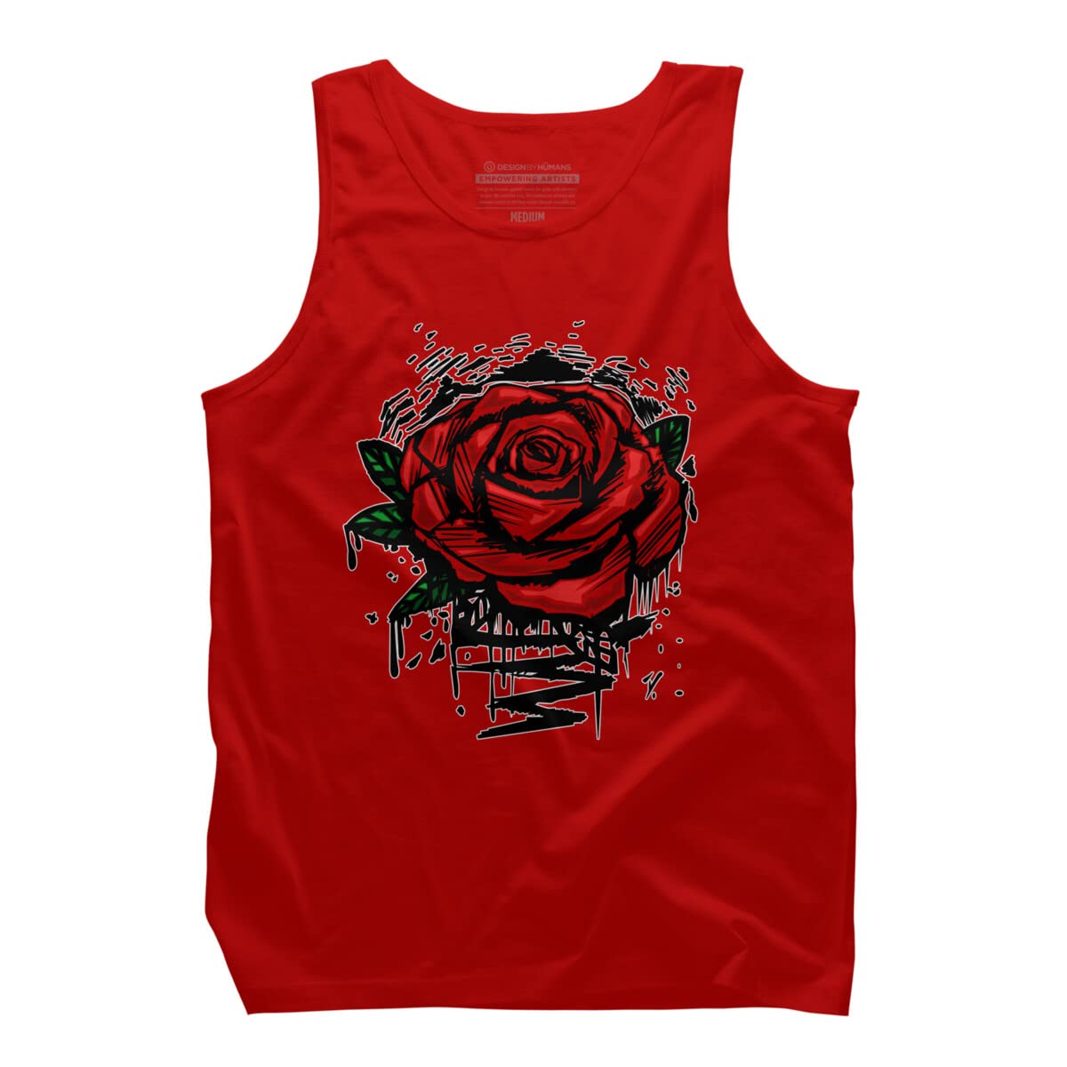 Design By Humans Men's Rugged Rose Graphic Tank Top by Adamzworld - Soft Cotton Muscle Tee for Casual Wear, Gym & Summer Outfits
