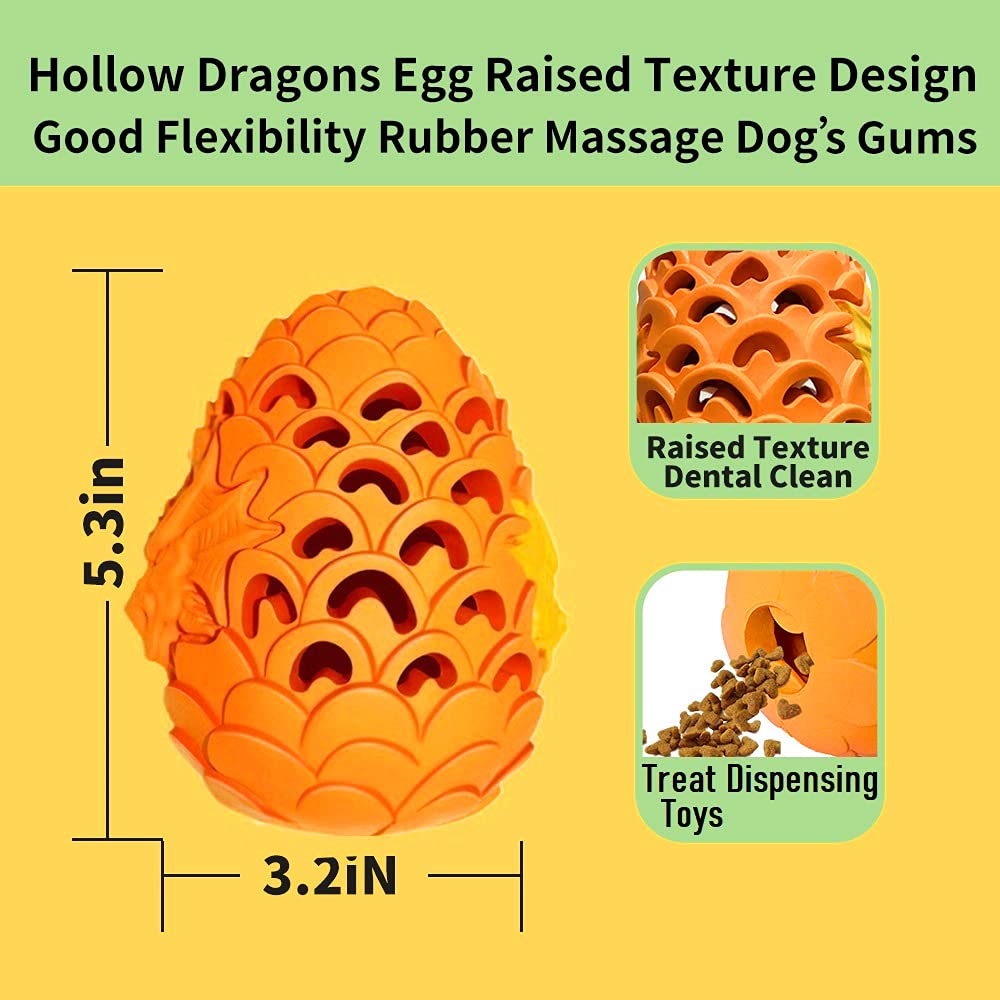 Indestructible Dog Chew Toys for Aggressive Chewers - Durable Dragon Dinosaur Egg Puzzle Toys for Large & Medium Breed Dogs | Perfect for Training, Boredom Relief & Dental Health