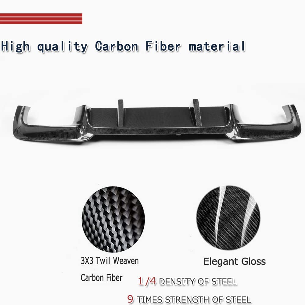 Carbon Fiber Rear Bumper Lip Diffuser for BMW 5 Series F10 M5 (2012-2017) Sedan - Quad/Dual Exhaust Outlet - Enhances Aerodynamics & Sporty Look - Perfect for Car Enthusiasts & Performance Upgrades