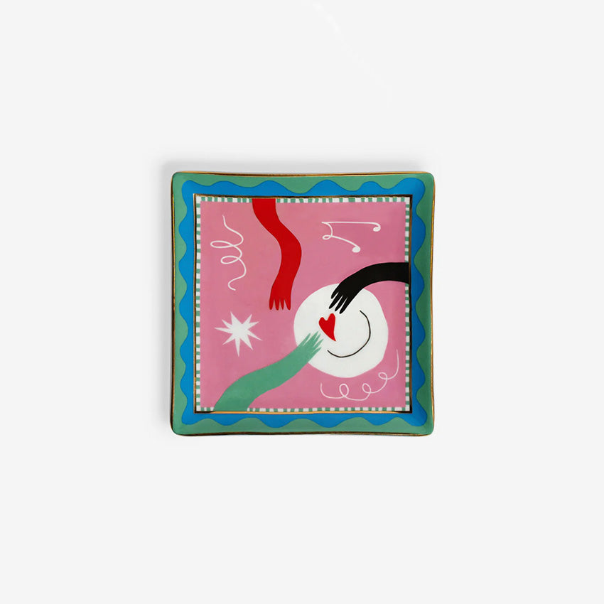 Bitossi Home Il Frutto Della Passione Square Trinket Tray - Handmade Italian Ceramic Jewelry Dish for Rings & Keys | Perfect for Bedroom Vanity, Entryway Organizer & Gift Giving