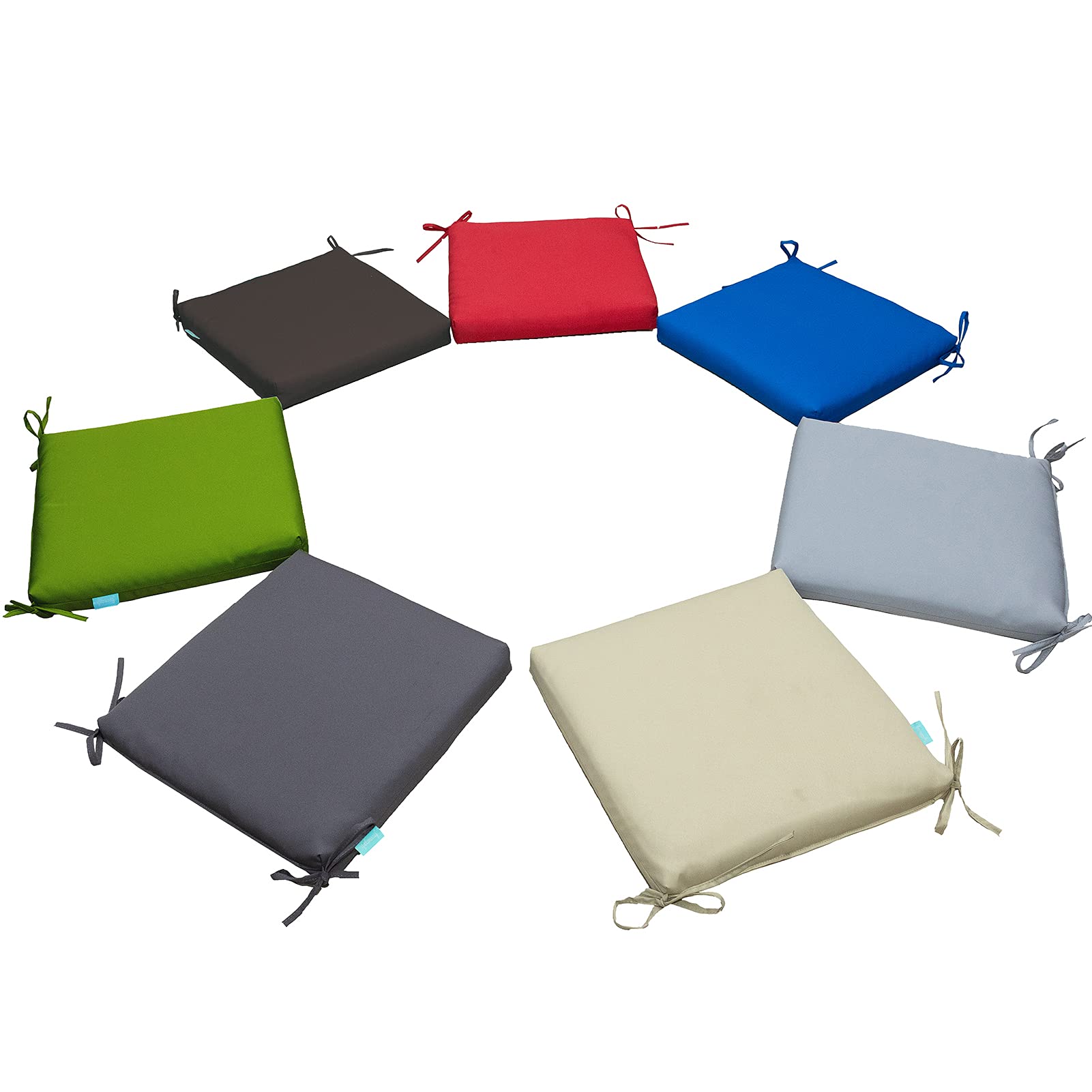 QILLOWAY 4-Pack All-Weather Square Chair Cushions - 17x17x3 Inch Indoor/Outdoor Seat Pads for Dining Chairs, Patio Furniture & Deck - Durable Foam Cushion Set (Red) - Perfect for Backyard BBQs, Poolside Lounging & Kitchen Comfort