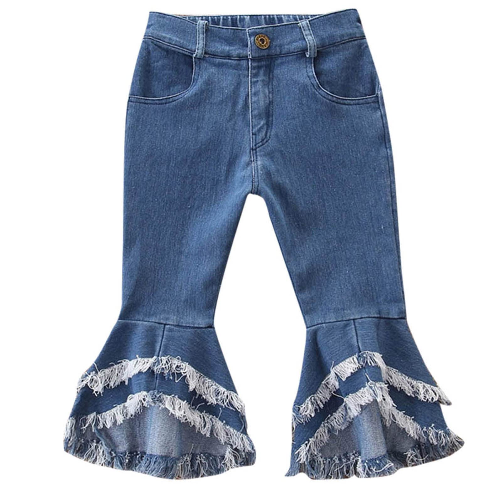 Stylish Flare Denim Jeans with Tassels for Toddler Girls | Soft & Comfortable Baby Snow Pants | Perfect for Playdates, Winter Outings & Photoshoots | Size 4T
