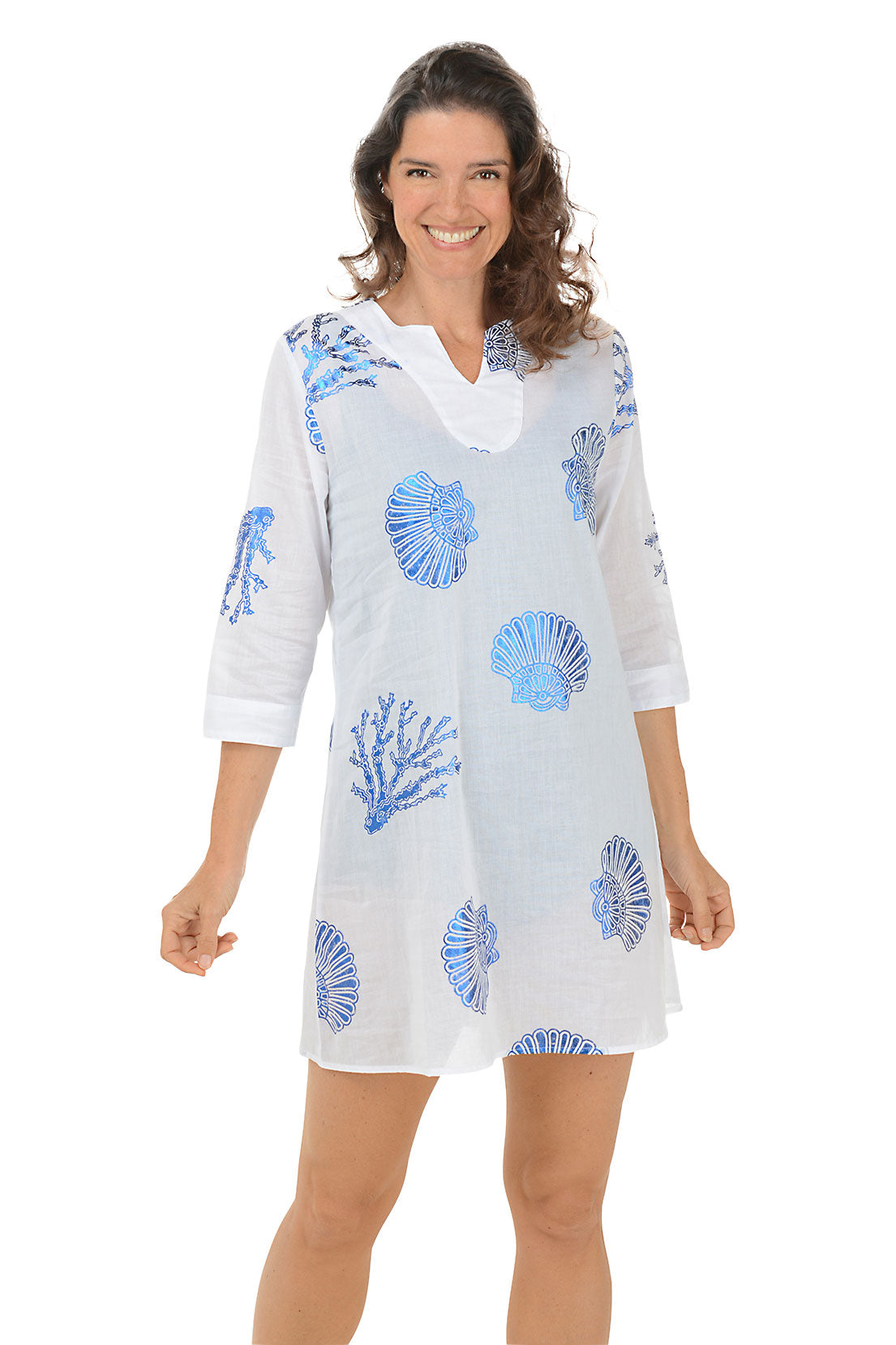 Blue Foil Shell Cover Up - Lightweight & Waterproof Beachwear for Women | Perfect for Swimming, Surfing & Summer Vacations