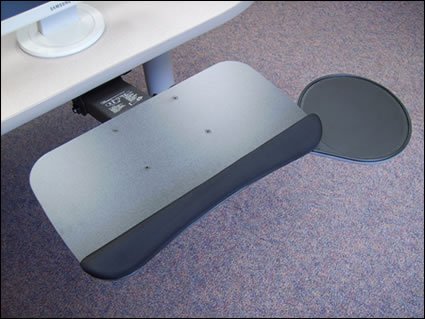 Systematix PHPLFSS21T Slimline Phenolic Keyboard Tray with Swivel Mouse Platform & Height Adjustable Sit-Stand Arm - Ergonomic Workstation Solution for Office & Home Use
