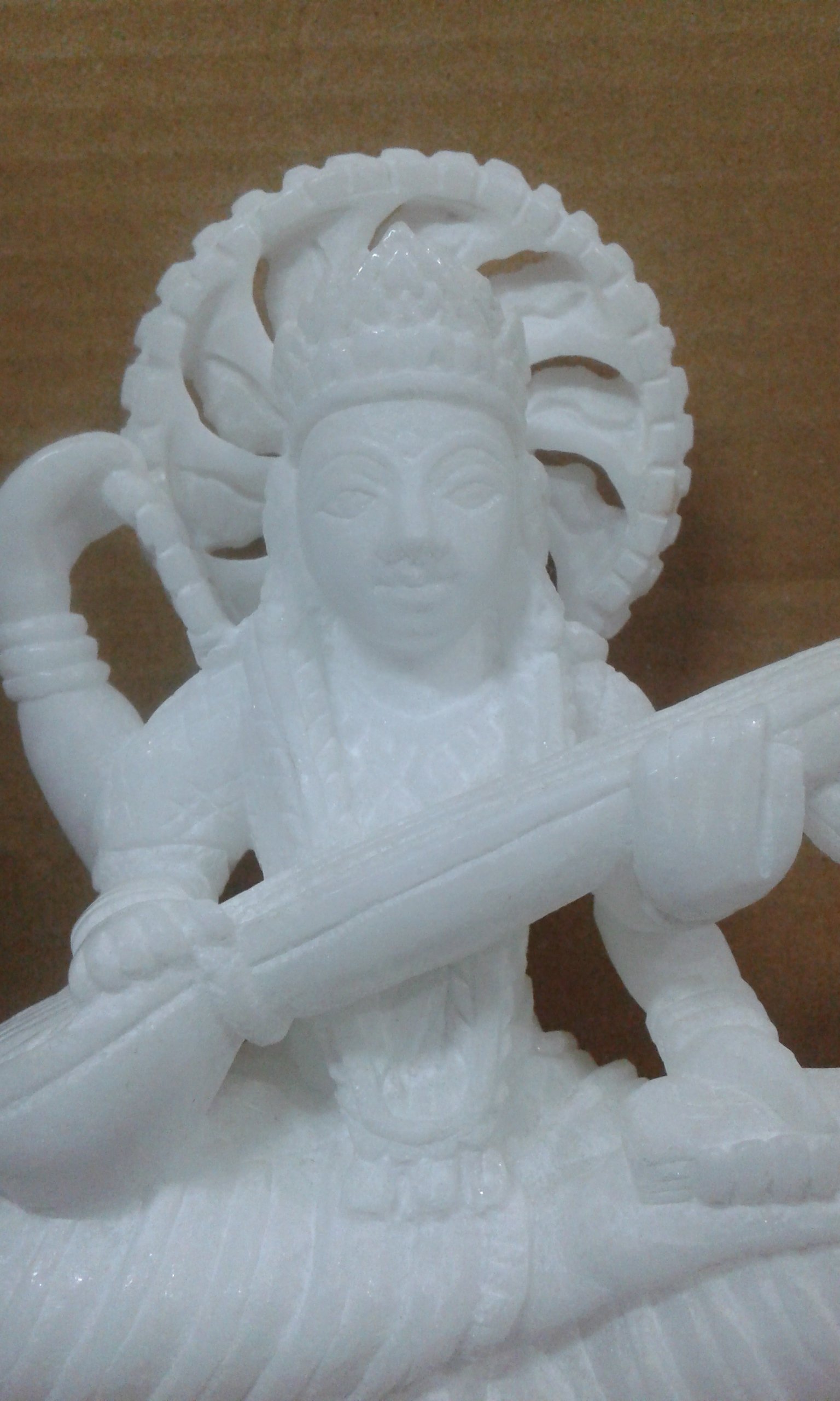 10-Inch White Marble Saraswati Statue - Handcrafted Goddess of Wisdom Sculpture for Home & Office Decor | Perfect Gift for Spiritual Spaces, Meditation Rooms & Vastu Compliant Interiors