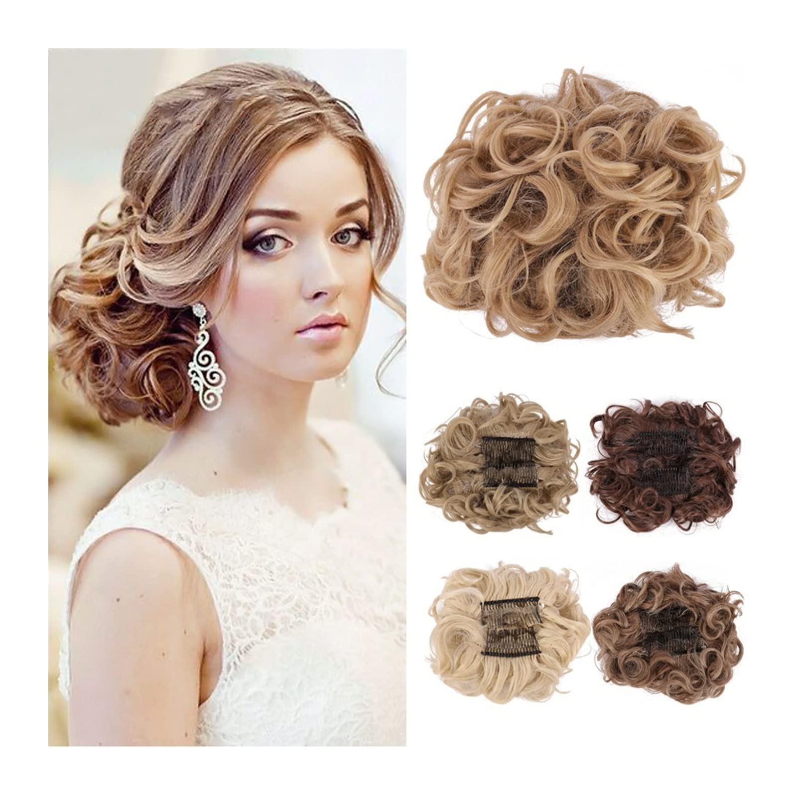 Messy Curly Clip-in Ponytail Hair Extension - Synthetic Updo Bun for Women | T1B/350 Color | Perfect for Parties, Weddings & Everyday Styling