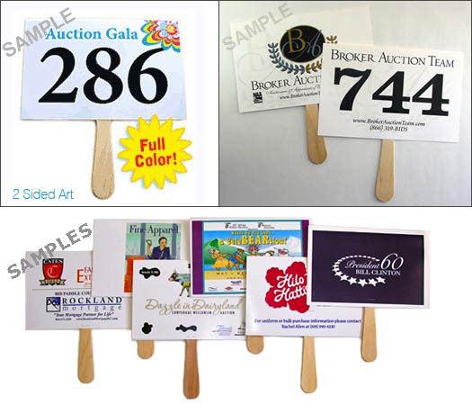 2-Sided Full Color Deluxe Souvenir Bid Paddles - 100 Pack - Perfect for Auctions, Fundraisers & Game Nights