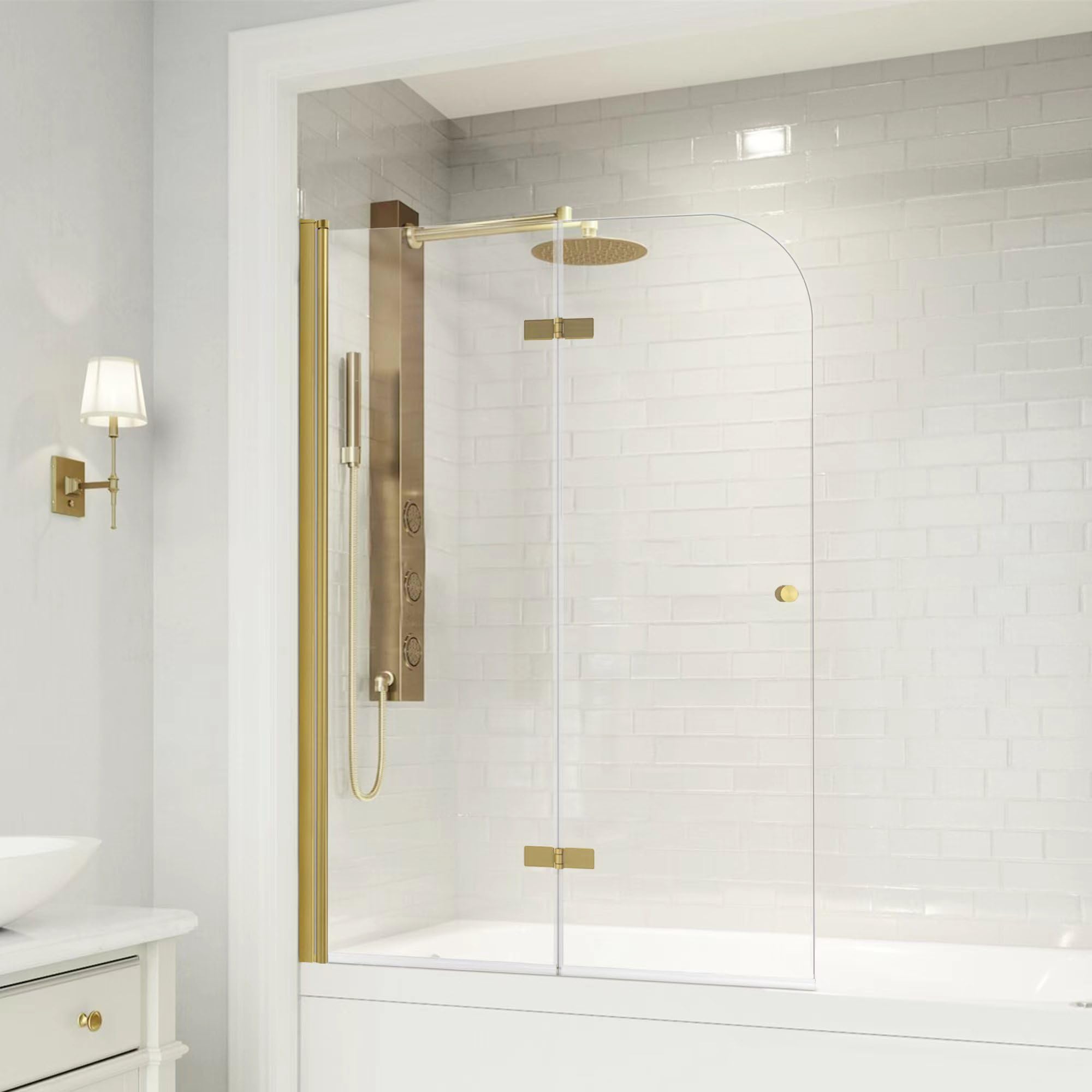 Frameless Hinged Foldable Shower Glass Door 43