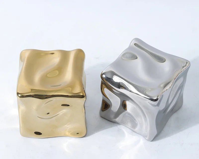 Elegant Draped Cube Ornament - Modern Home Decor for Christmas Tree, Holiday Party & Wedding Centerpiece Decoration