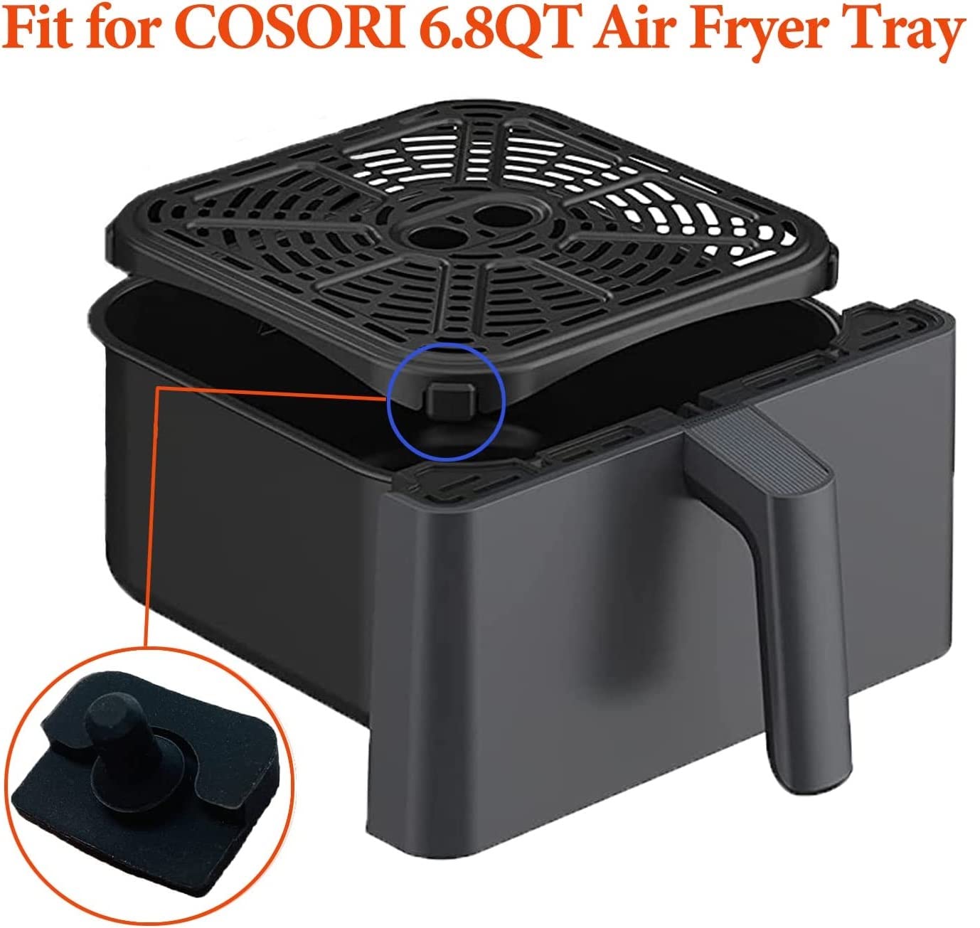 8PCS Upgraded Silicone Rubber Bumpers for COSORI 6.8QT Air Fryer - Non-Slip Feet, Tabs & Stoppers for Stability & Noise Reduction - Perfect for Kitchen Counter Protection & Safe Air Frying
