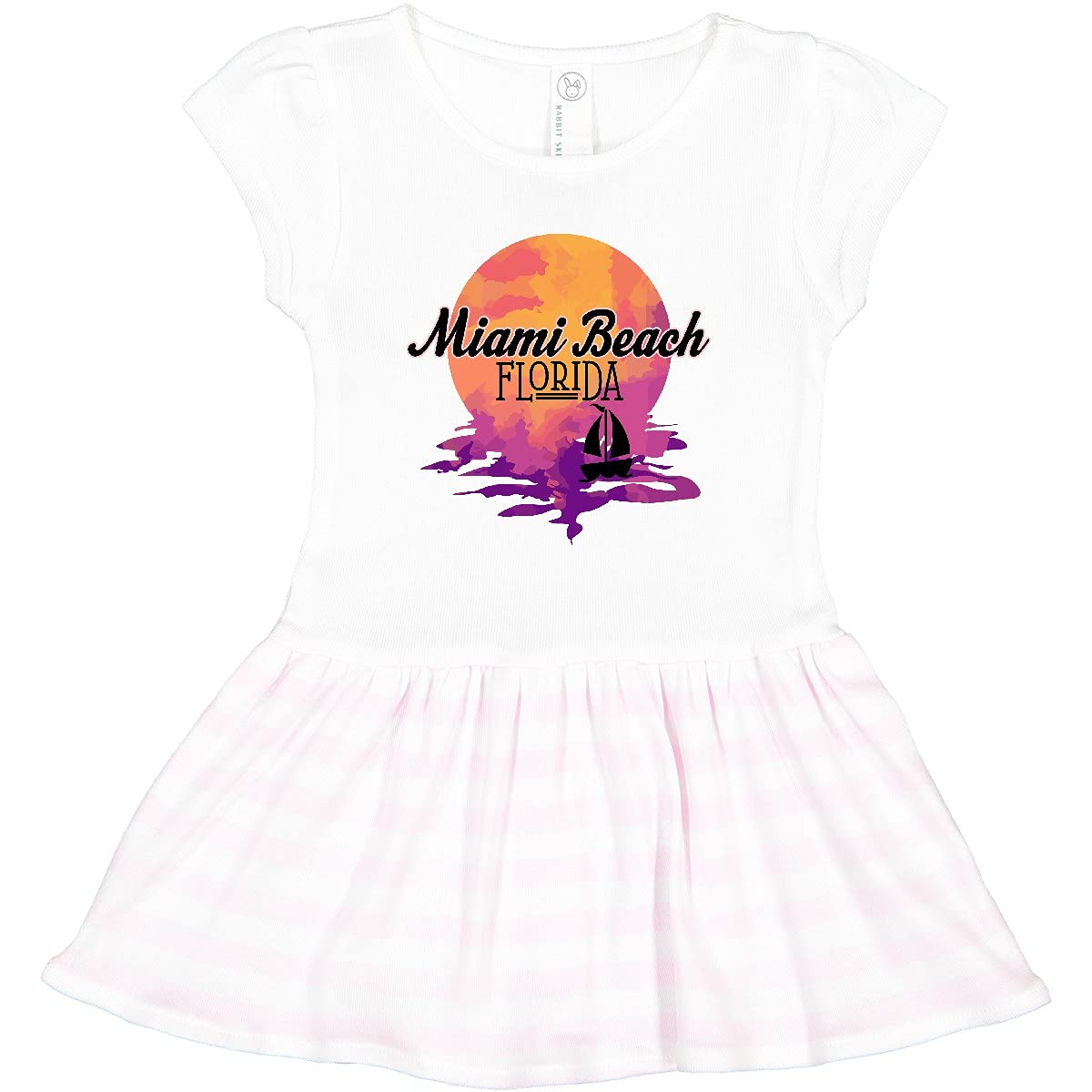 Inktastic Miami Beach Florida Vacation Sunset Toddler Dress - Cute Girls Summer Outfit for Beach, Travel & Family Photos