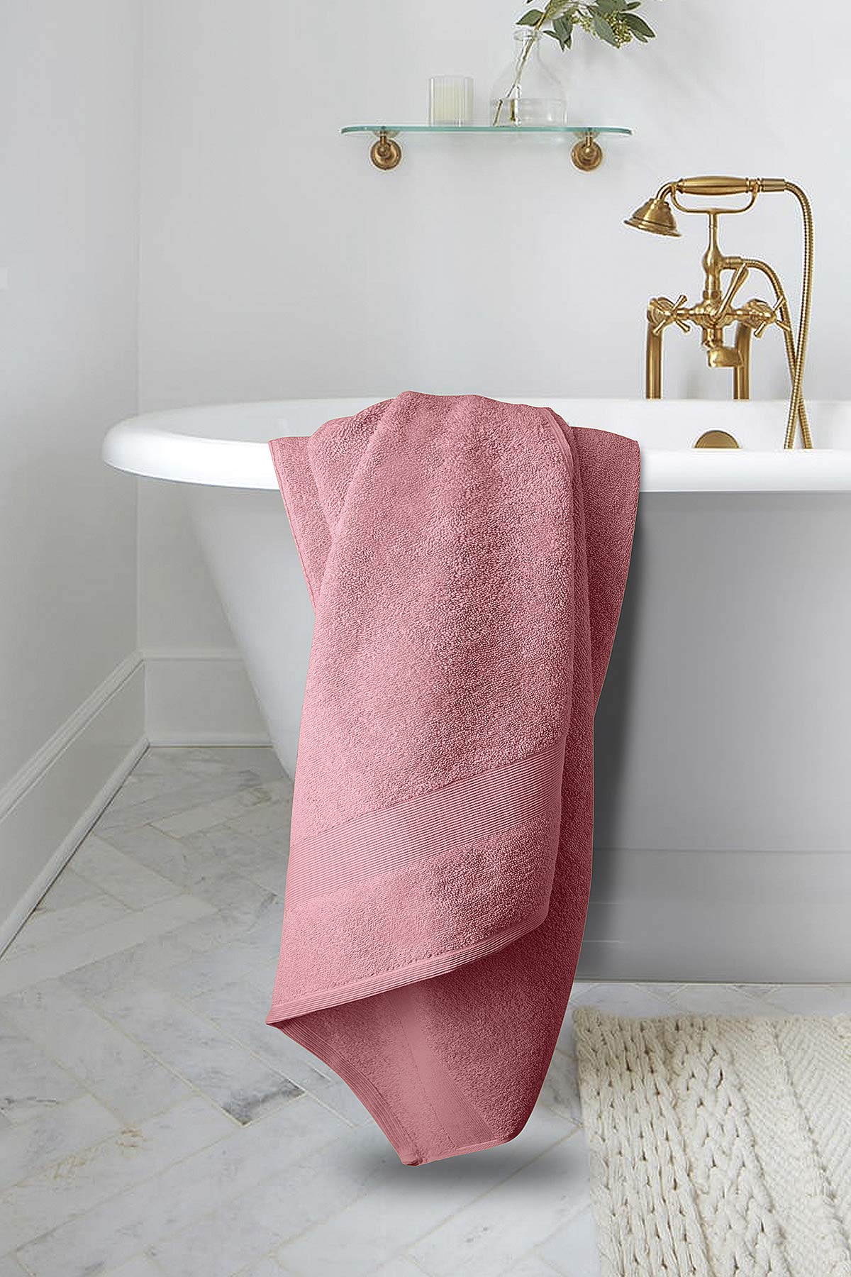 Softolle 100% Cotton Luxury Bath Towels Set of 4 - Ultra Soft & Highly Absorbent 27x54 Inch Bathroom Towels - Eco-Friendly, Plush & Quick-Drying for Spa, Hotel & Home Use (Pink)