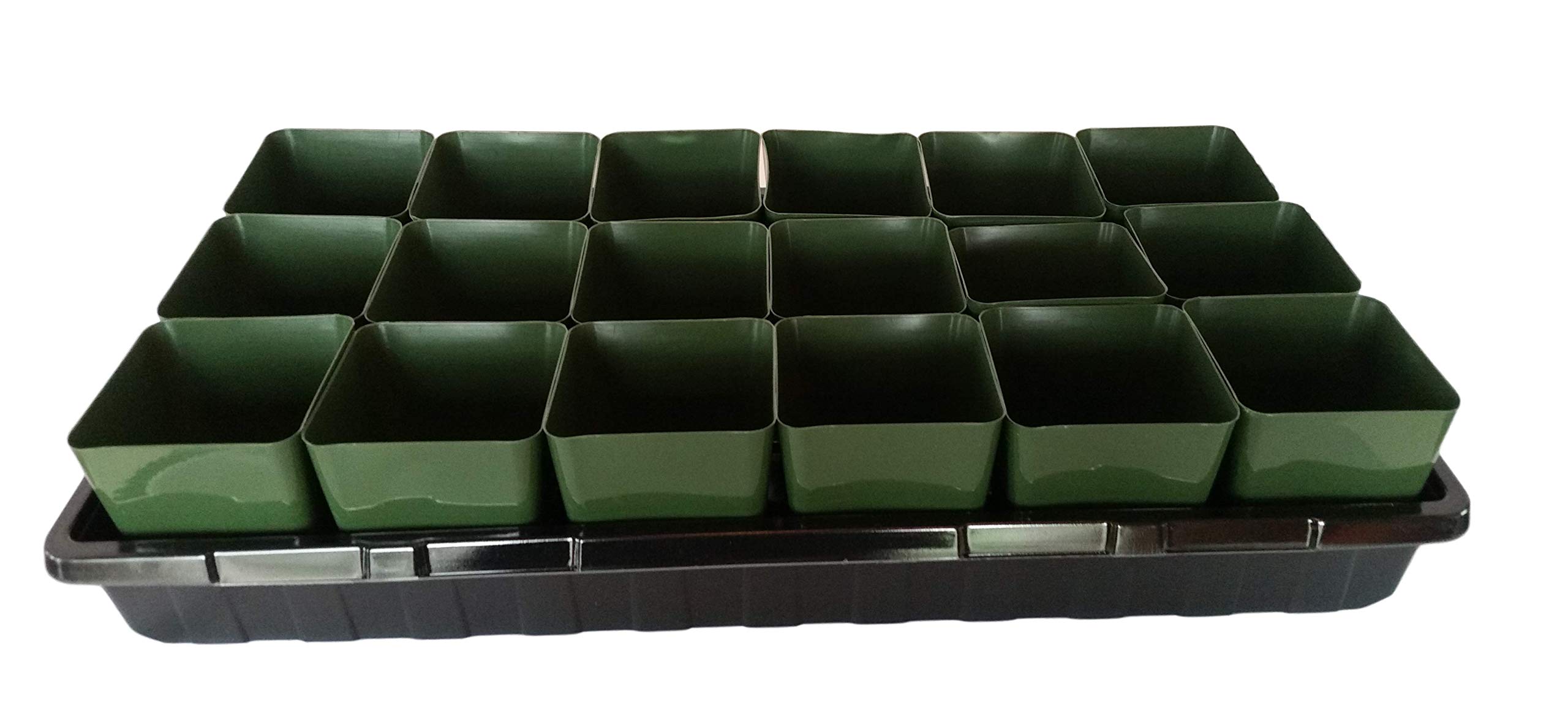 90 Pack 3.25x3.25x3.75 Inch Square Nursery Pots with 5 Heavy Duty 1020 Grow Trays & 5 Tall Humidity Domes - Perfect for Seed Starting, Plant Propagation, Hydroponics & Indoor Gardening