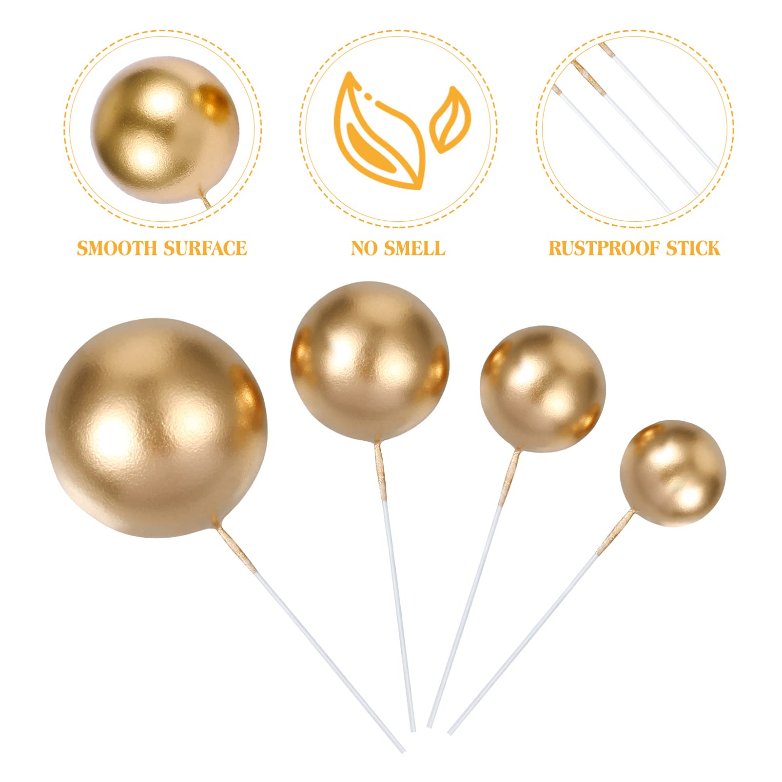 20Pcs Gold Balloon Cake Toppers - Mini Foam Ball Cupcake Decorations for DIY Birthday, Wedding & Anniversary Party Supplies | Perfect for Cake Decorating, Dessert Tables & Celebration Events