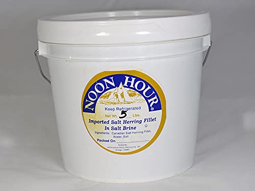 Premium Noon Hour Salt Herring Fillet in Brine - 5 lb. Bucket | Wild-Caught, High-Protein Fish for Cooking, Snacking & Meal Prep | Perfect for Salads, Sandwiches & Traditional Scandinavian Recipes