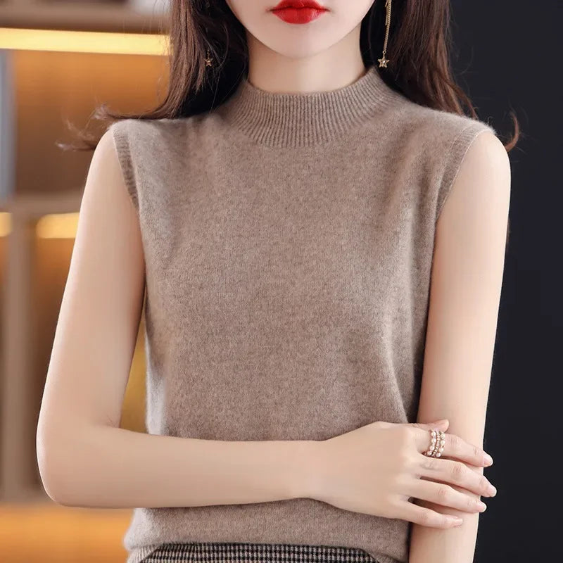 Women's Sleeveless Casual Sweater - Lightweight Summer Knit Top for Layering or Office Wear