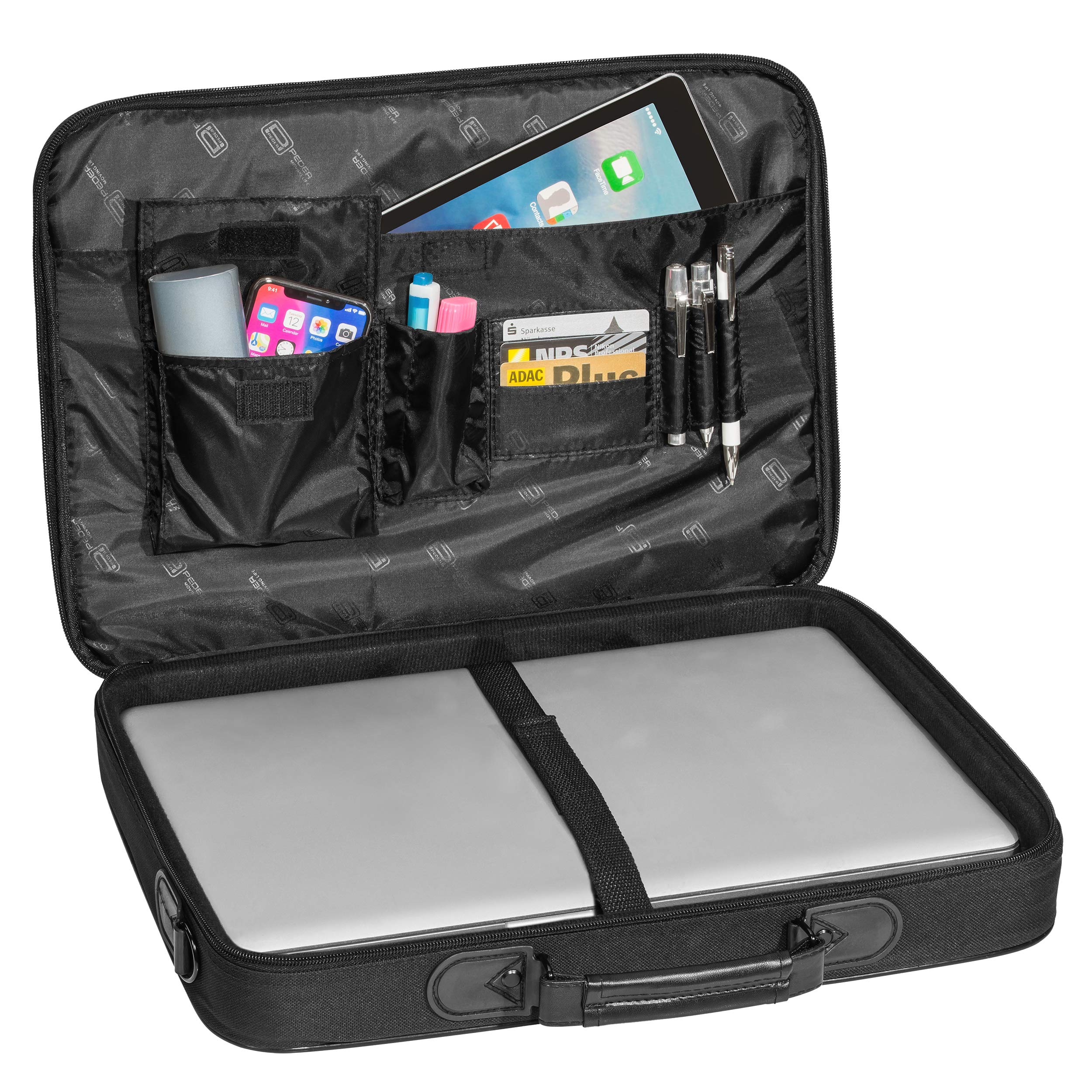 PEDEA Trendline Laptop Bag for 18.4 Inch Notebooks (46.7cm) - Black Shoulder Bag with Adjustable Strap & Security Lock - Perfect for Business Travel, Work Commute & College Students