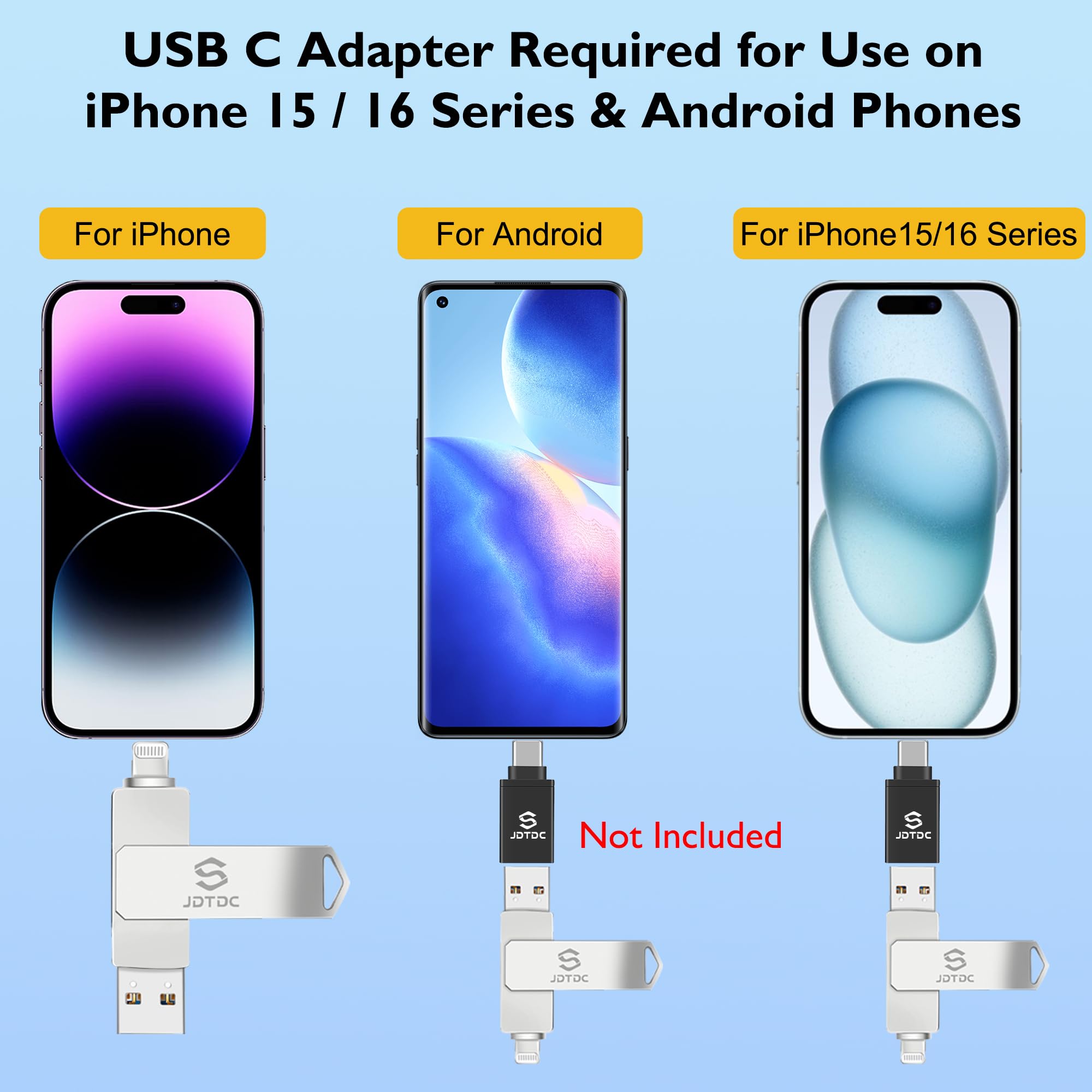 MFi Certified 256GB iPhone USB Flash Drive - External Storage for iPhone & iPad - Photo Stick for Backing Up Photos, Videos & Files - Perfect for Travel, Work & School Data Transfer