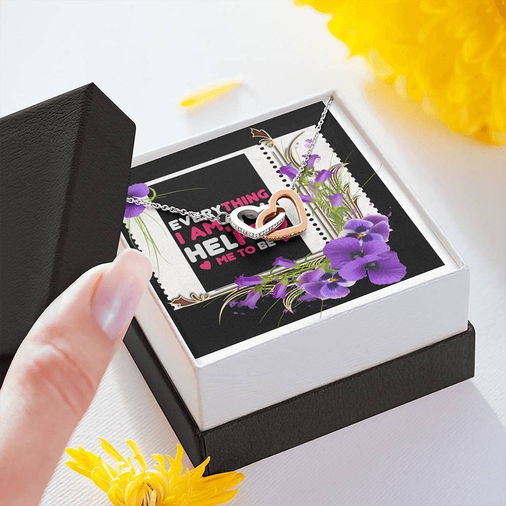 Personalized Message Card Jewelry - Inspirational Pendant Necklace 'Everything I Am You Helped Me To Be' with Gift Card | Meaningful Birthday Gift for Women, Mom, Wife | Perfect for Anniversaries, Graduations & Special Occasions