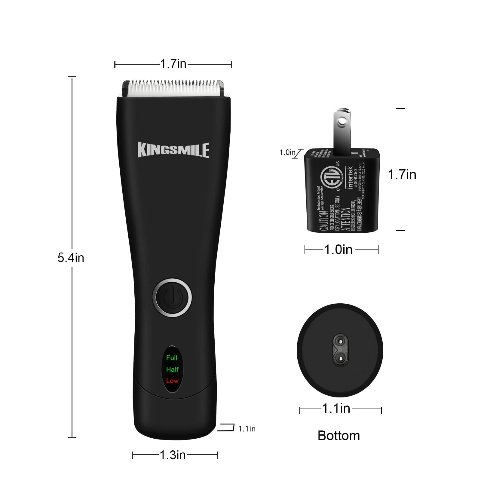 Kingsmile Electric Body Hair Trimmer for Men - Safe Pubic & Groin Hair Clipper with Replaceable Ceramic Blade, Waterproof Design & Charger Included | Perfect for Travel, Gym & Personal Hygiene Grooming