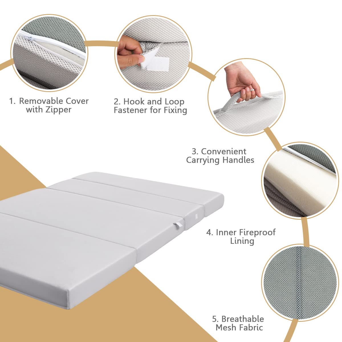 KOMFOTT 4-Inch Tri-Folding Memory Foam Mattress Twin XL Size - Removable & Washable Cover - Foldable Guest Bed for Sofa, Floor, Camping & Travel - Comfortable Sleeper for Home, Dorm & RV Use
