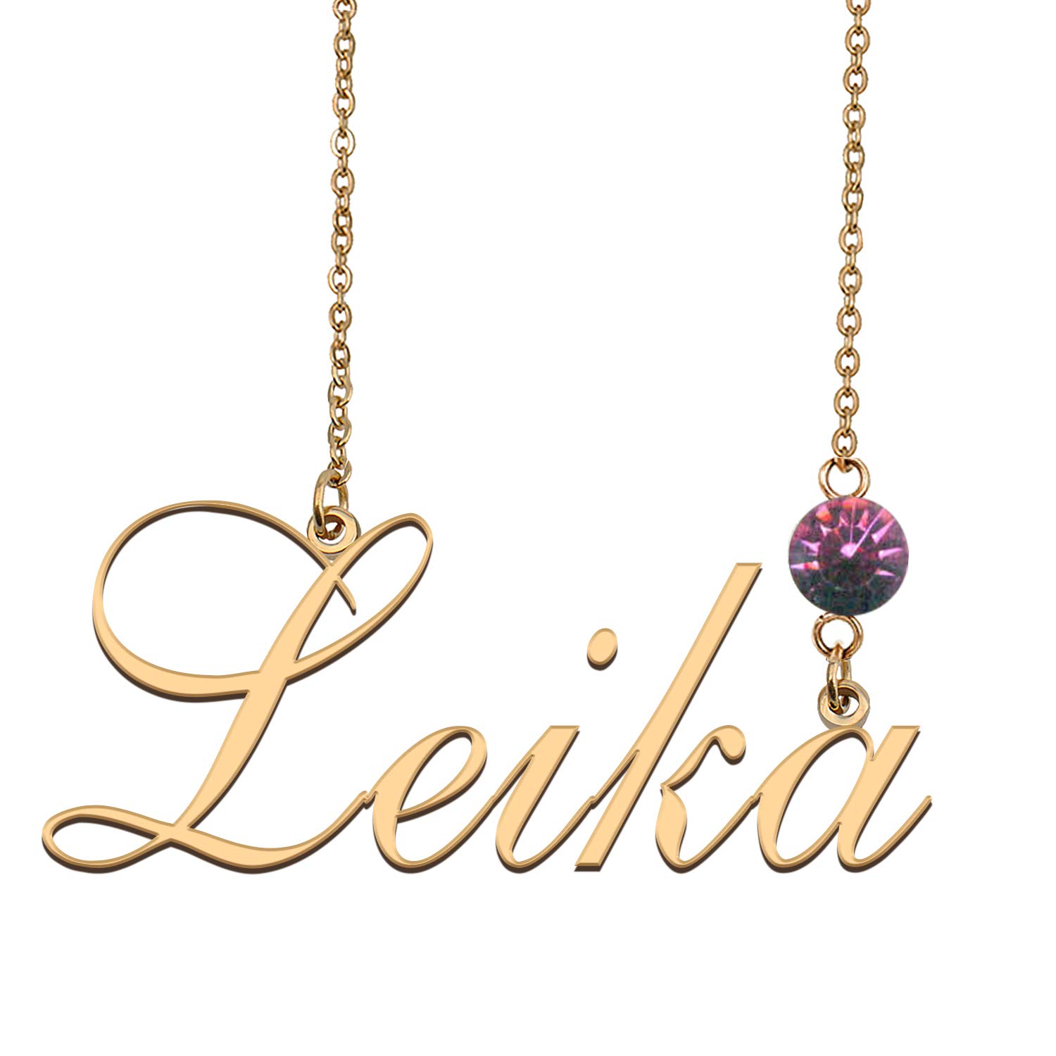 HUAN XUN Personalized 2 Name Necklace with Charm & Birthstone Pendant - Perfect Gift for Anniversary, Birthday, Valentine's Day Jewelry